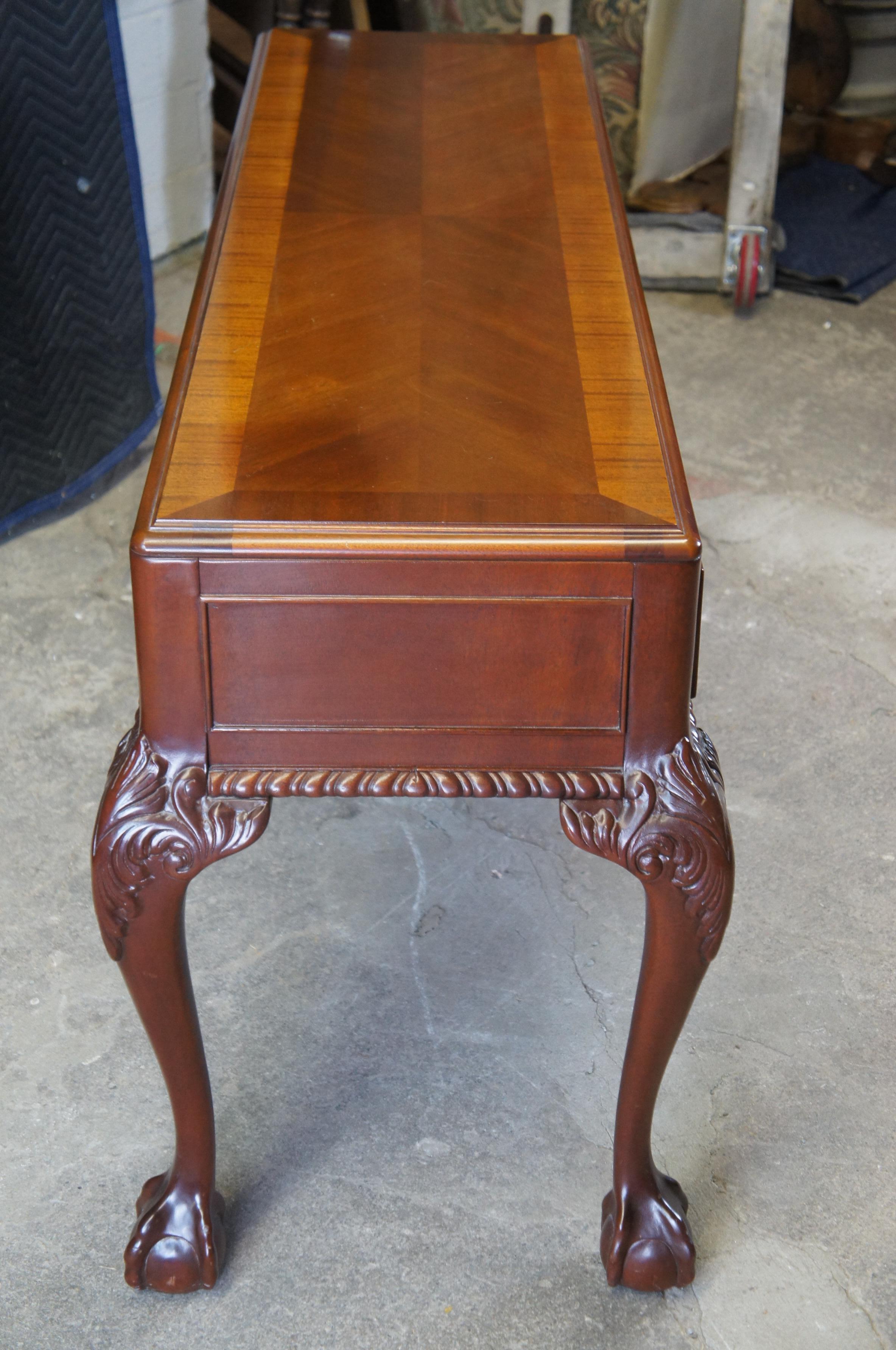 Vintage Link Taylor Chippendale Style Solid Mahogany Console Sofa Hall Table For Sale 4