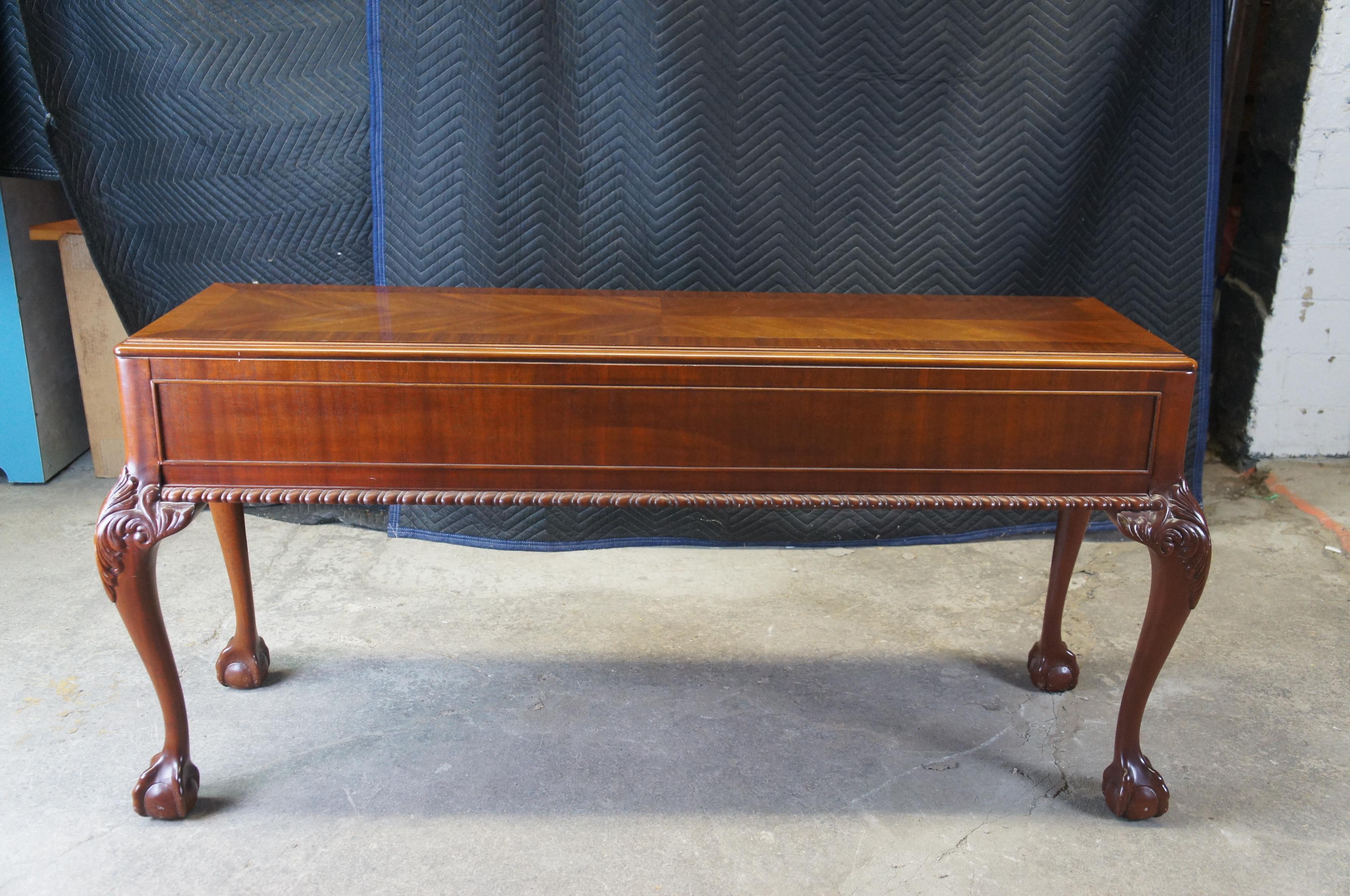 Vintage Link Taylor Chippendale Style Solid Mahogany Console Sofa Hall Table For Sale 5