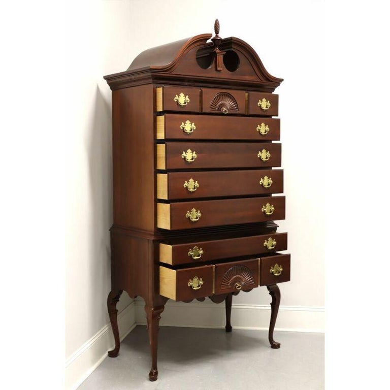 LINKTAYLOR Solid Mahogany Queen Anne Style Highboy Chest For Sale at