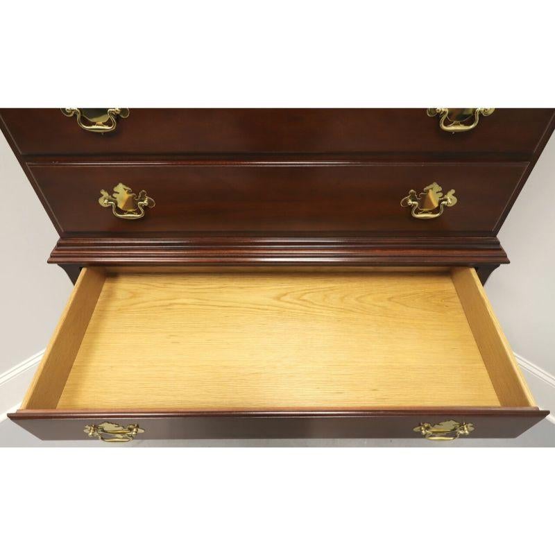 Brass LINK-TAYLOR Heirloom Solid Mahogany Queen Anne Style Highboy Chest For Sale