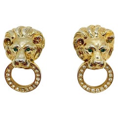 Vintage lion door knocker earrings 1990s