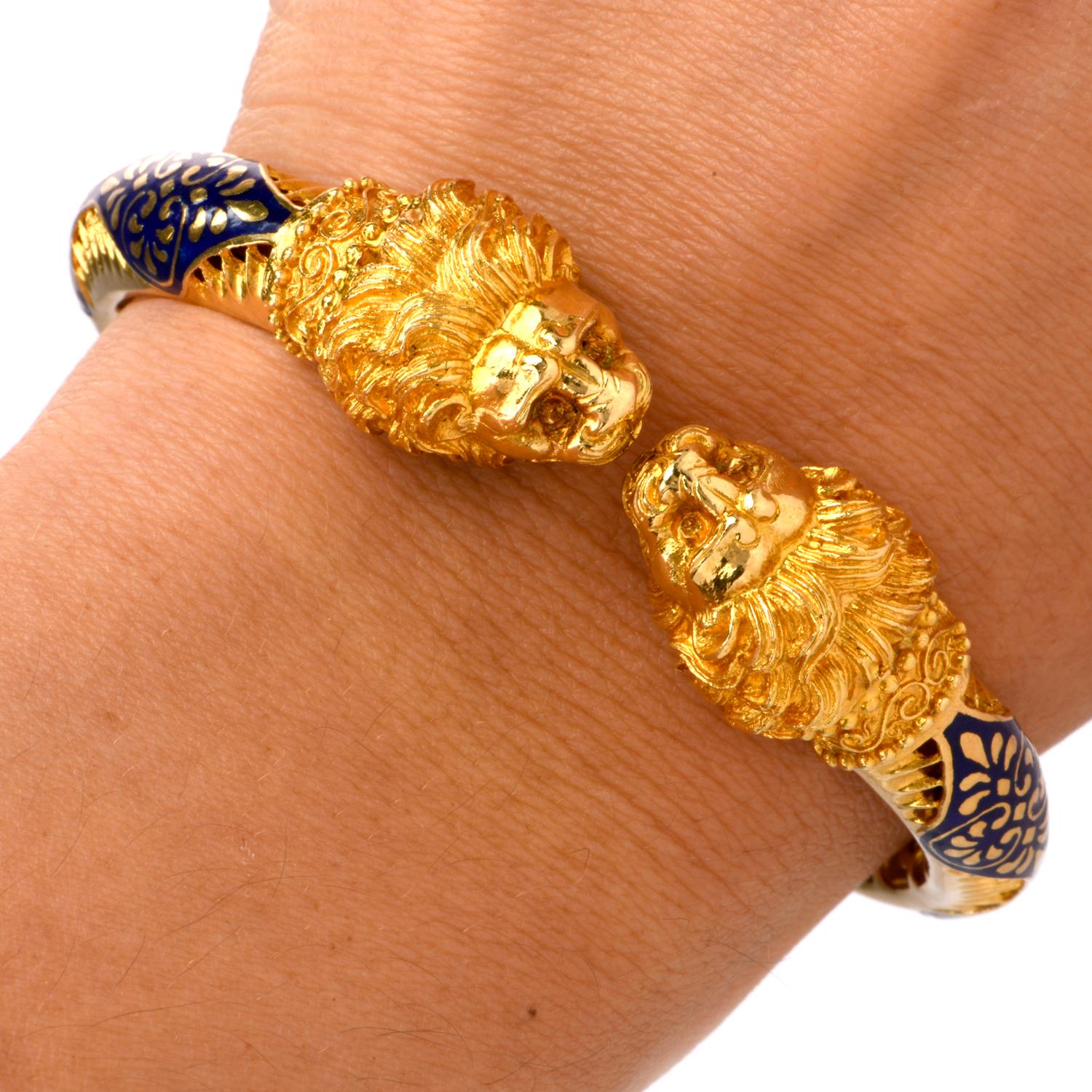 lion face gold bangles