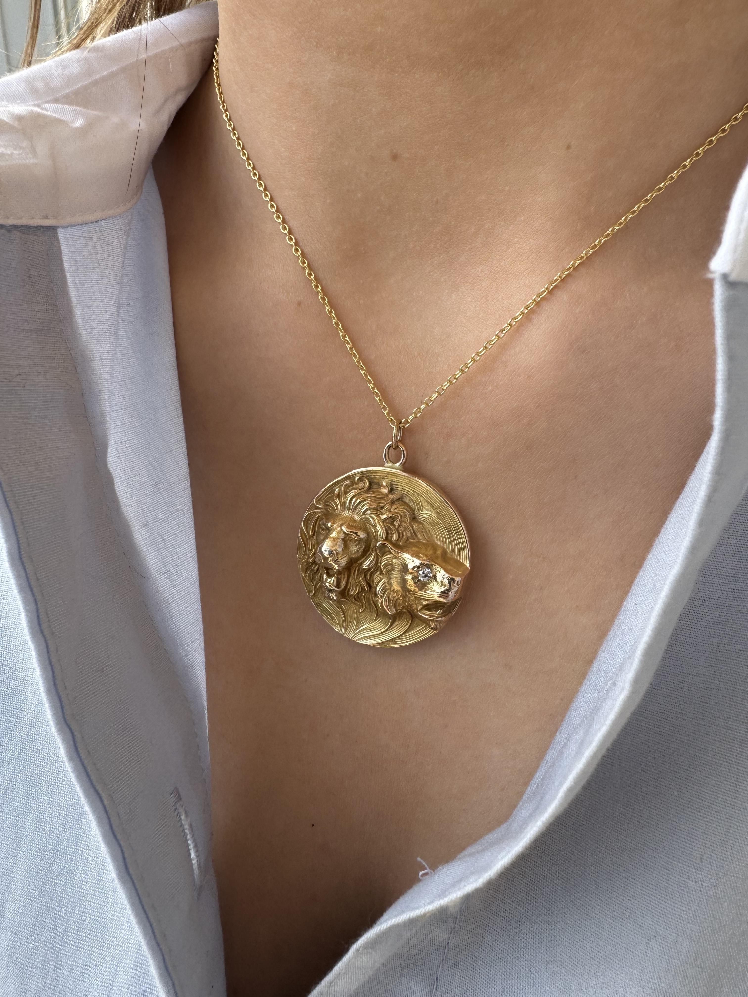 Retro Vintage Lion Head Necklace Pendant