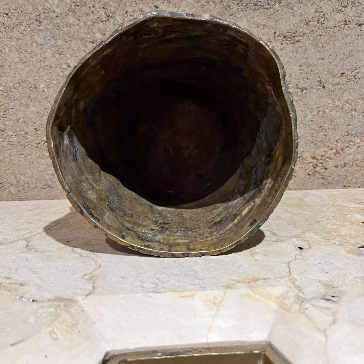 Vaso fioriera d'epoca in ottone patinato con testa di leone Jardiniere in vendita 3