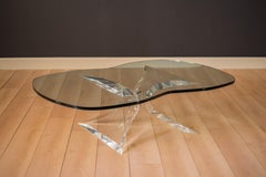 Vintage Lion in Frost Butterfly Lucite and Glass Coffee Table