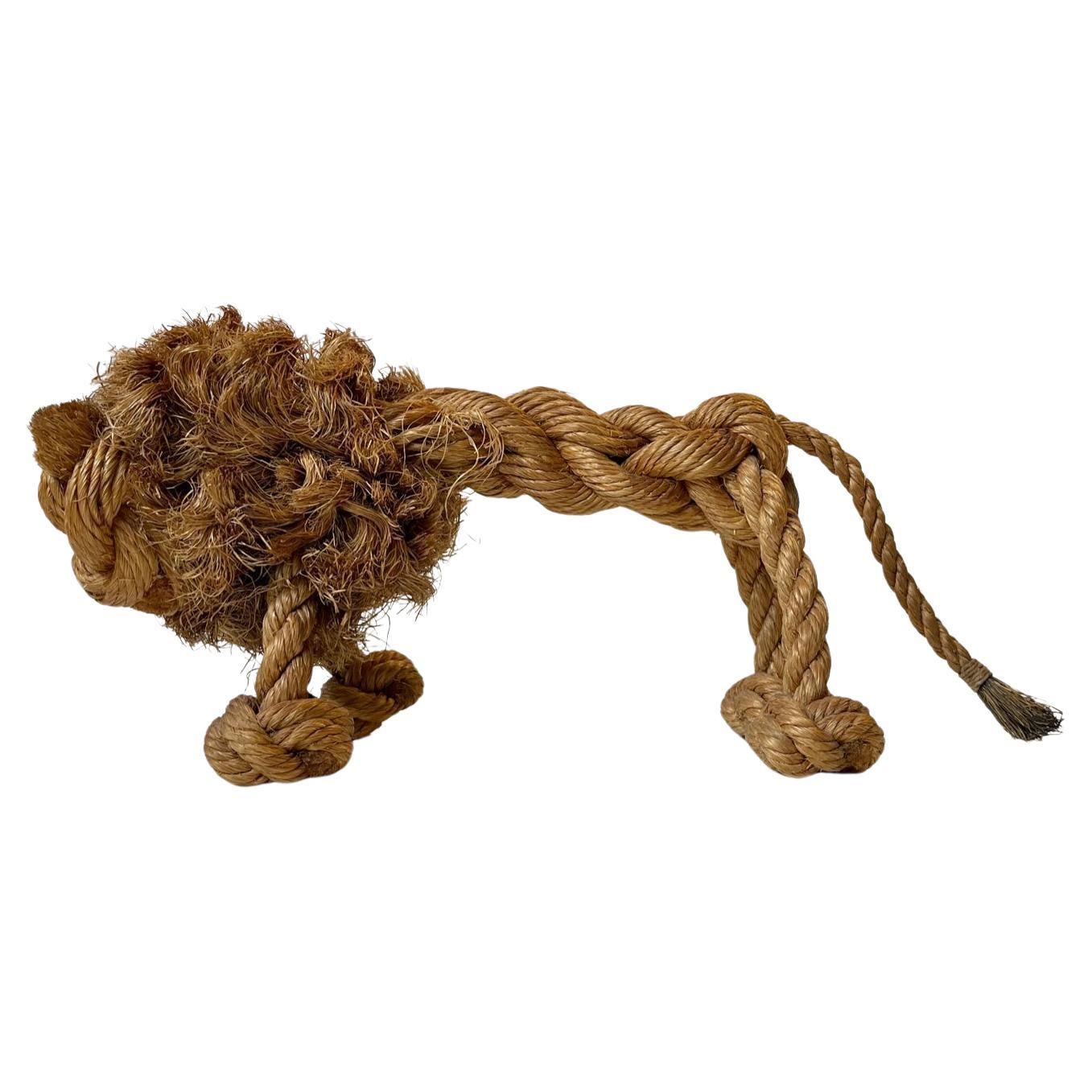 Vintage Lion in Natural Rope by Kay Bojesen & Jorgen Bloch, Denmark, 1960s For Sale
