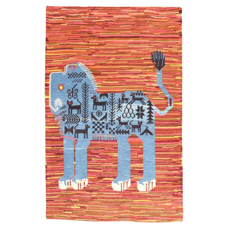 Vintage Lion Kilim Wall Hanging at 1stDibs