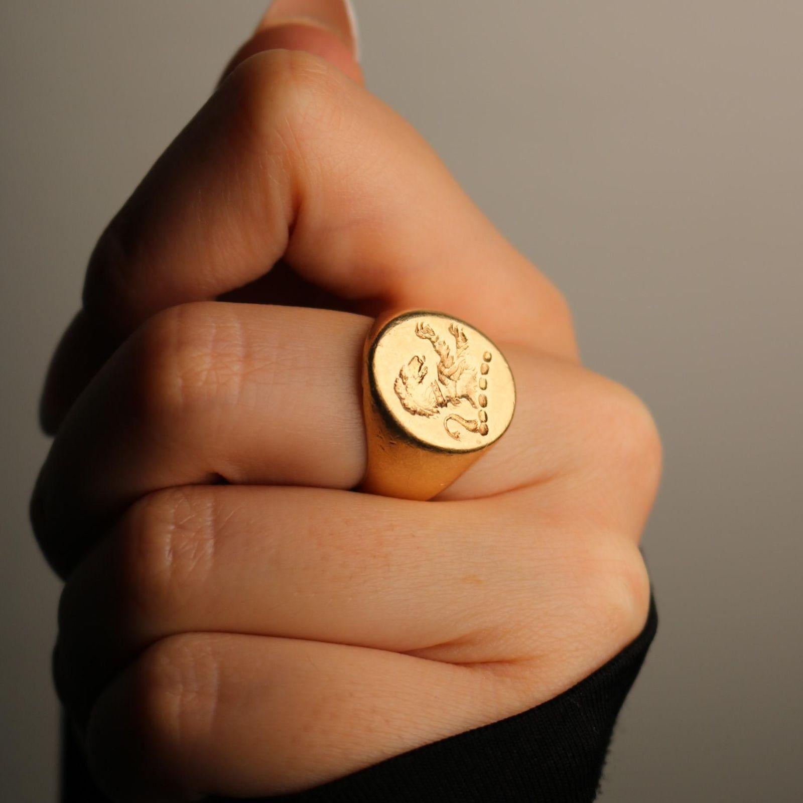 Anello Leone d'epoca in oro giallo 14K misura 7,25 in vendita 9