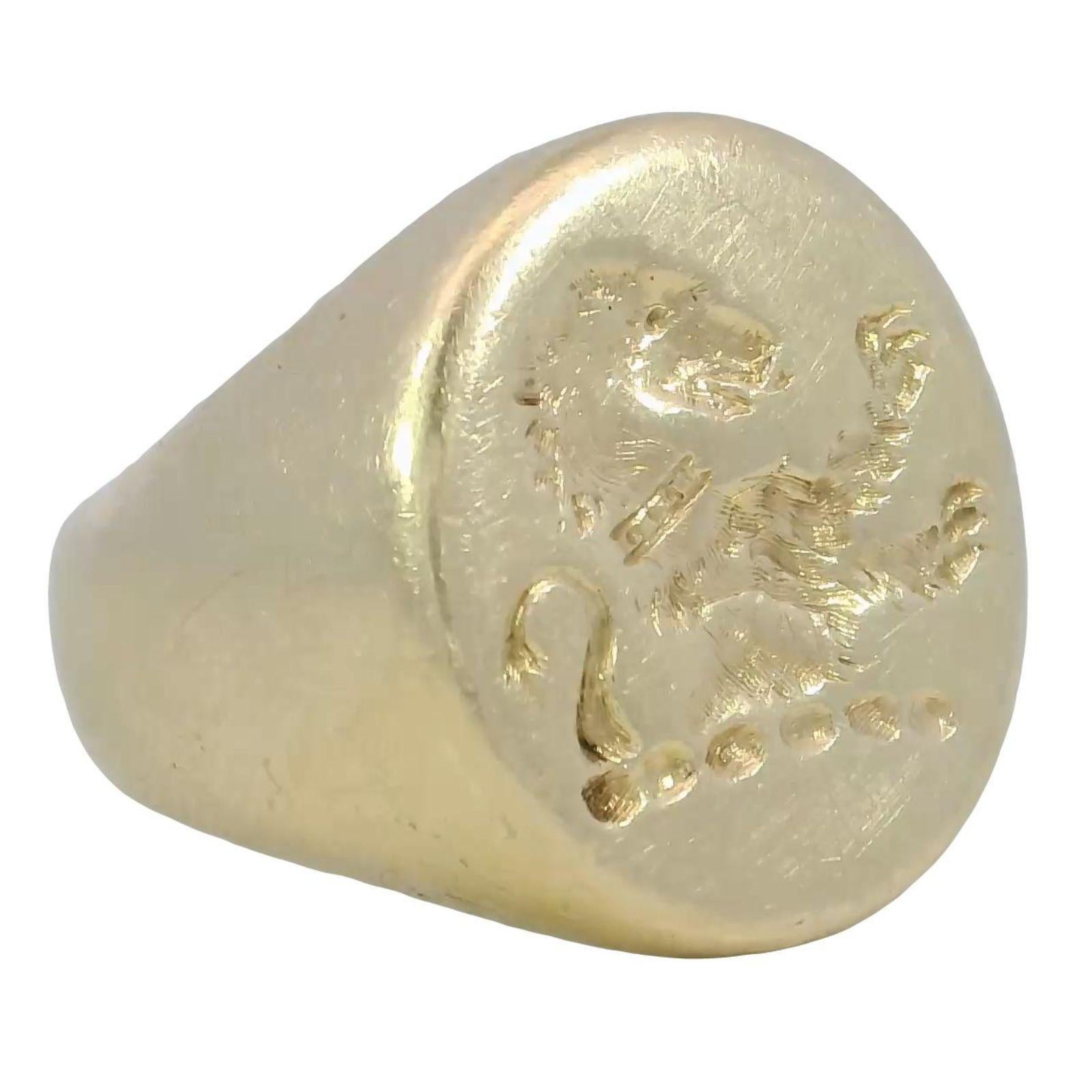 Donna Anello Leone d'epoca in oro giallo 14K misura 7,25 in vendita