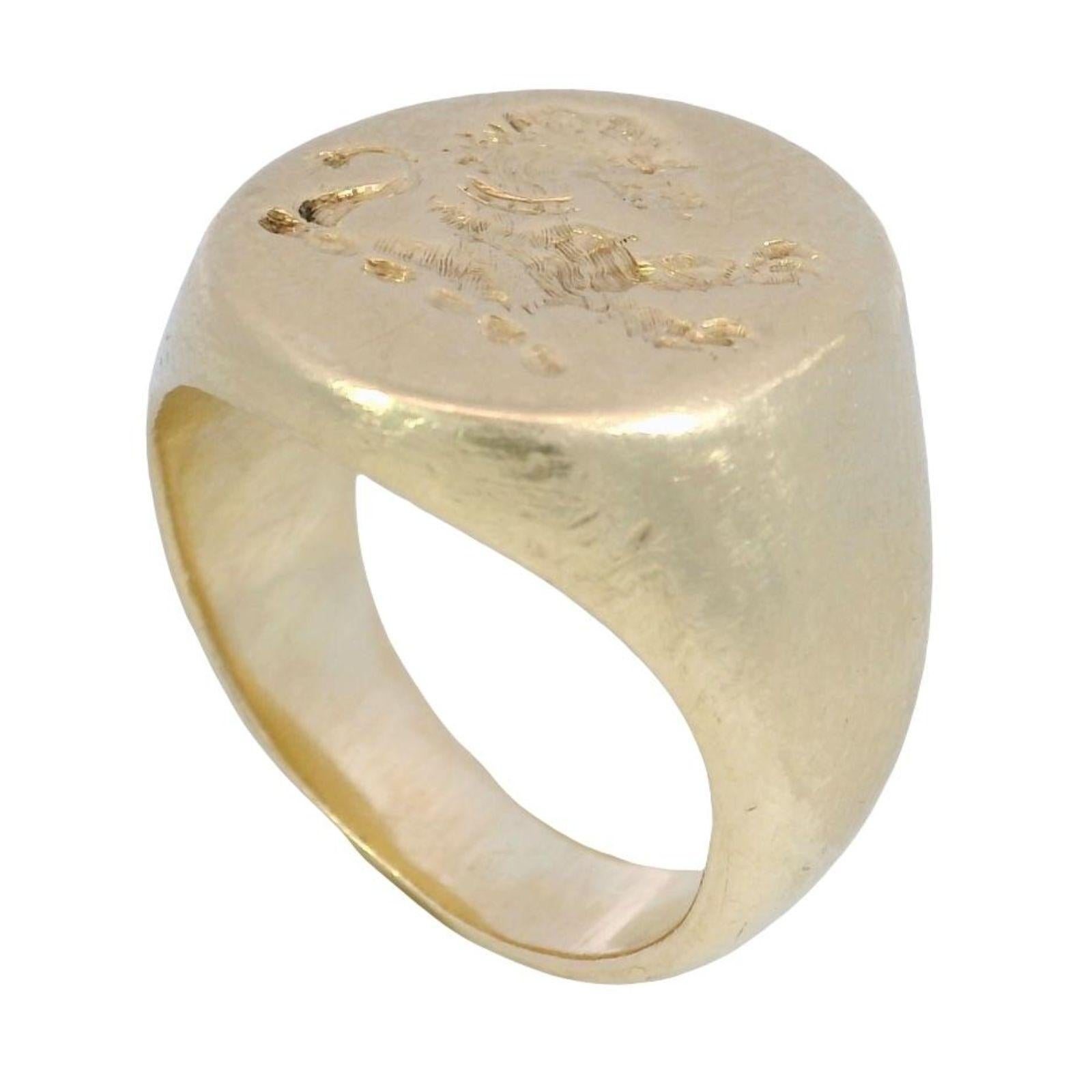 Anello Leone d'epoca in oro giallo 14K misura 7,25 in vendita 5