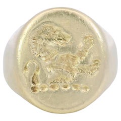 Anello Leone d'epoca in oro giallo 14K misura 7,25