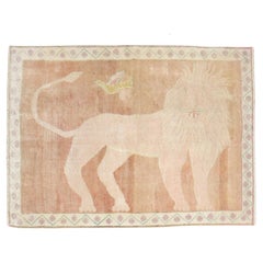 Vintage Lion Turkish Rug