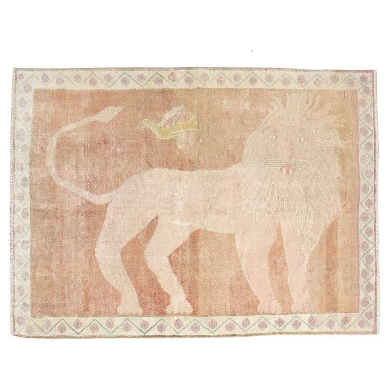Turkish lion rug, mid-20th century, offered by J&D Oriental Rugs Co