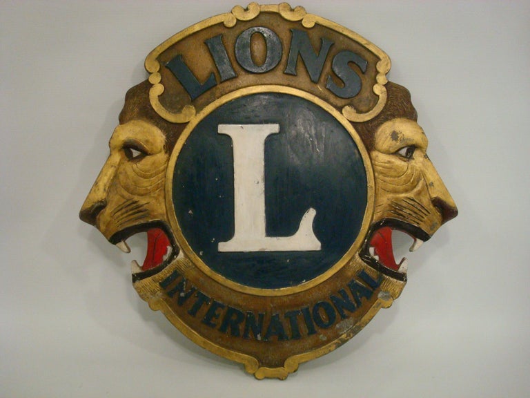 昭和 レトロ Lions Clubs International アンティーク Vintage Lions International Metal Sign: 30