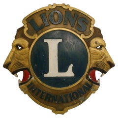 Retro Lions Club International Metal Plaque / Painted Advertising Sign, 1940´s