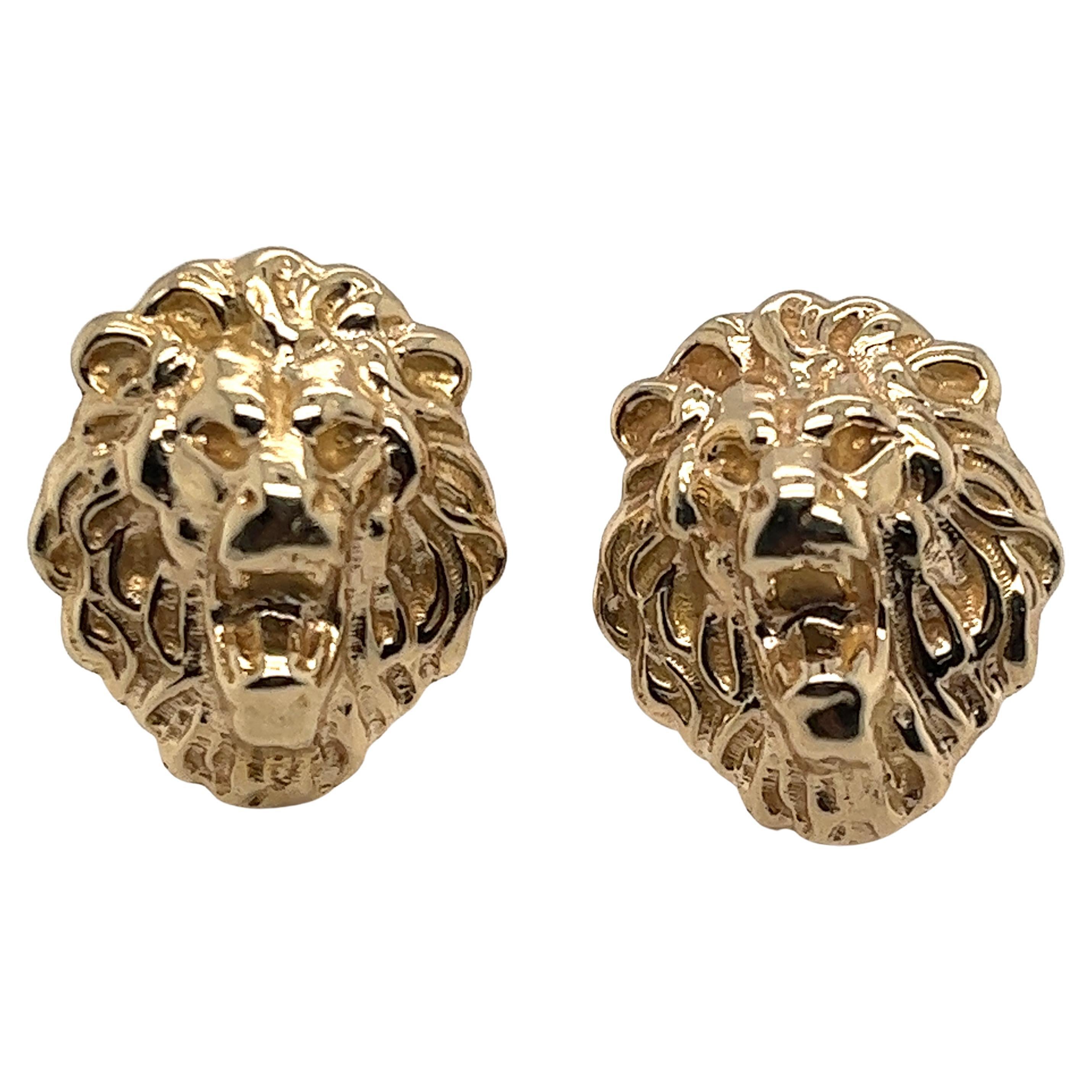 Vintage Style Lion Hoop Earrings