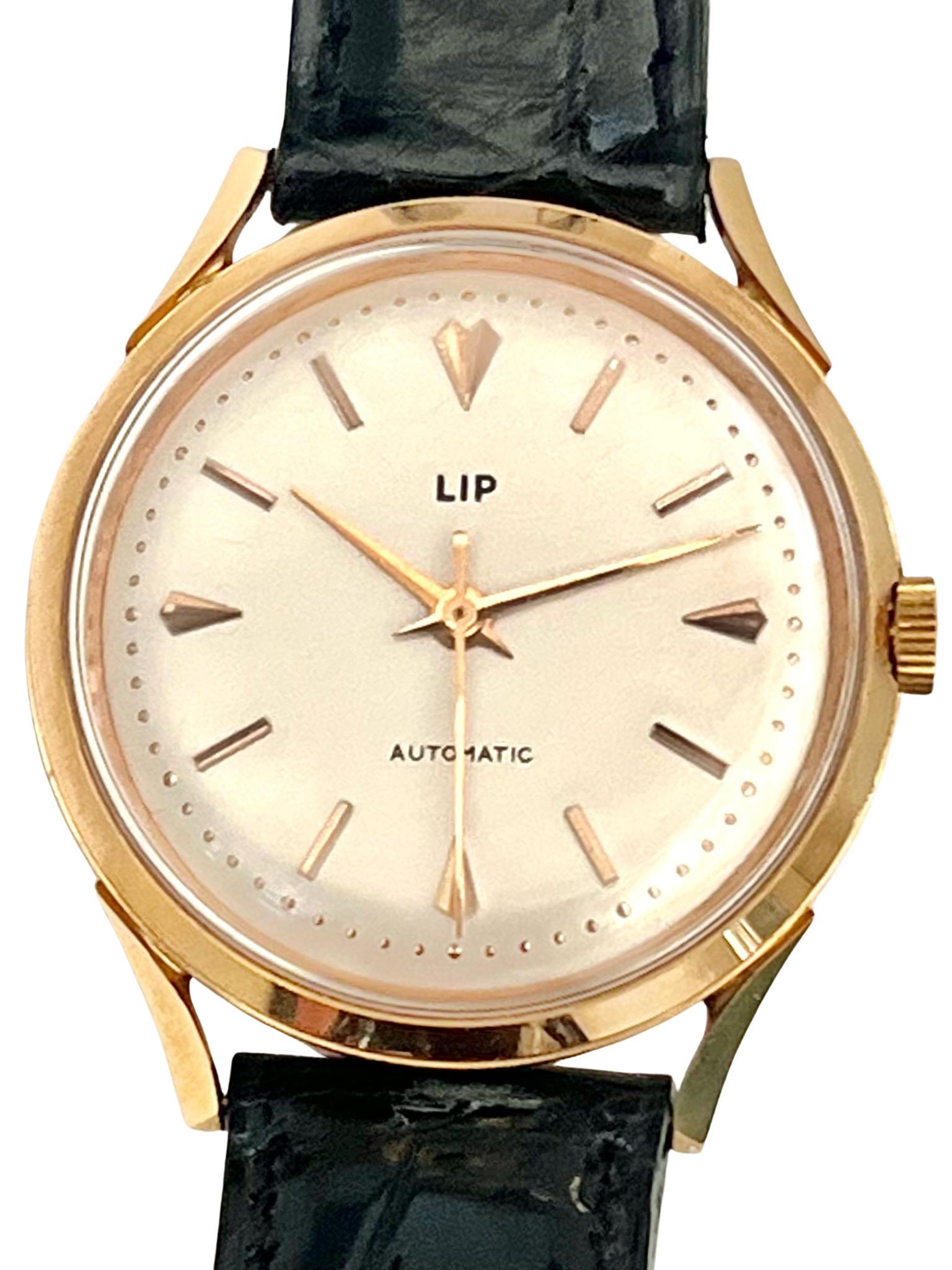 Vintage Lip 18ct Rose Gold Automatic Wristwatch For Sale 13