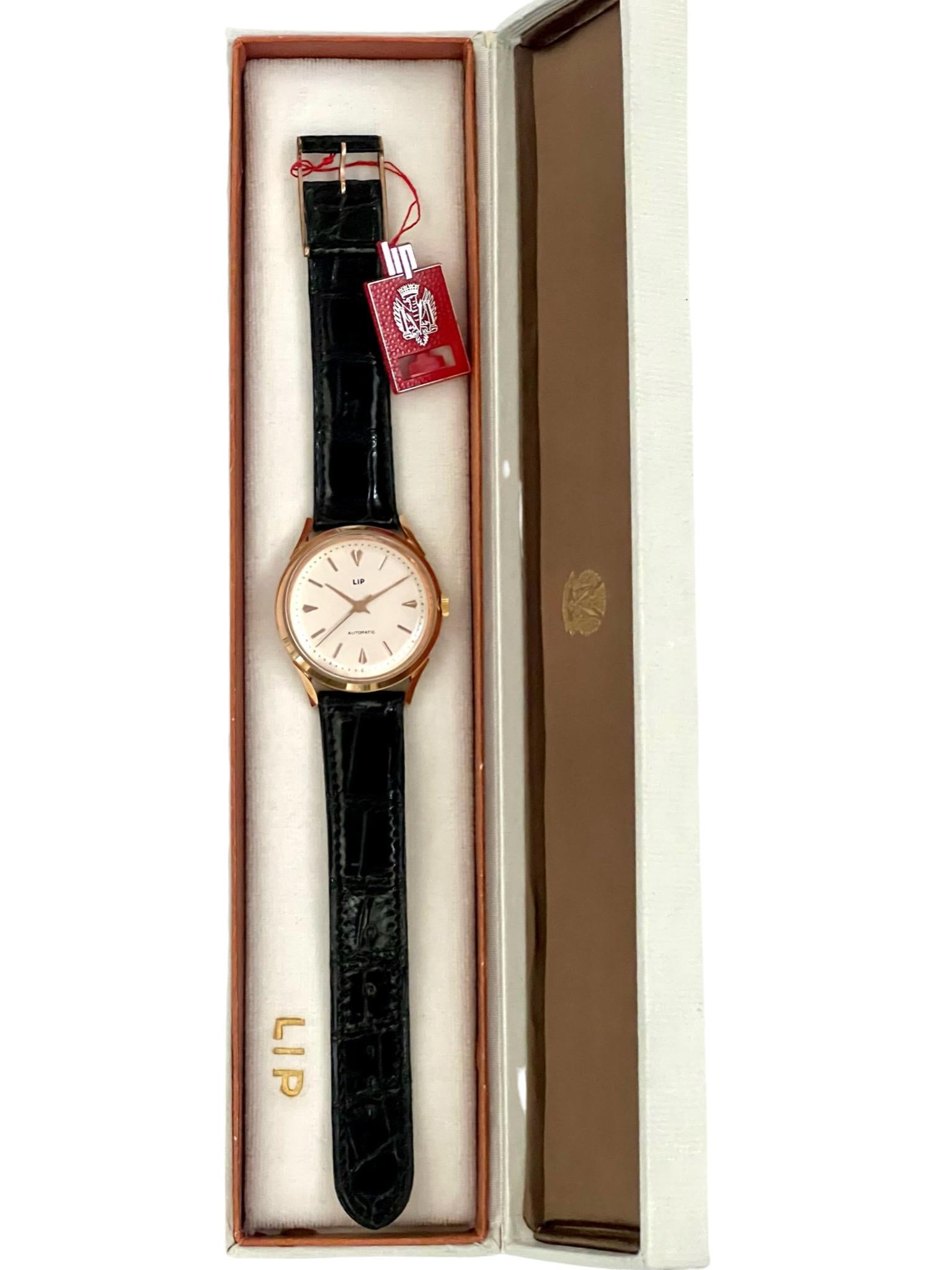 Vintage Lip 18ct Rose Gold Automatic Wristwatch For Sale 1