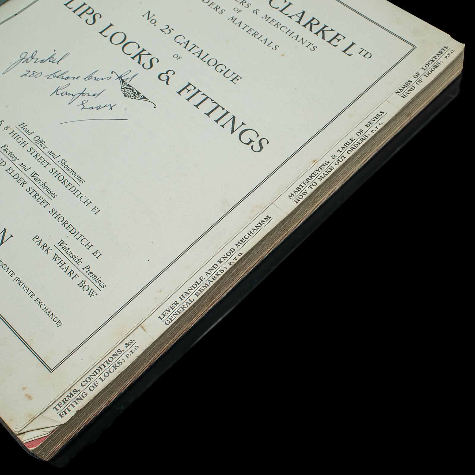 British Vintage Lips Locks Trade Catalogue, English, Folio, Nicholls and Clarke, C.1935 For Sale