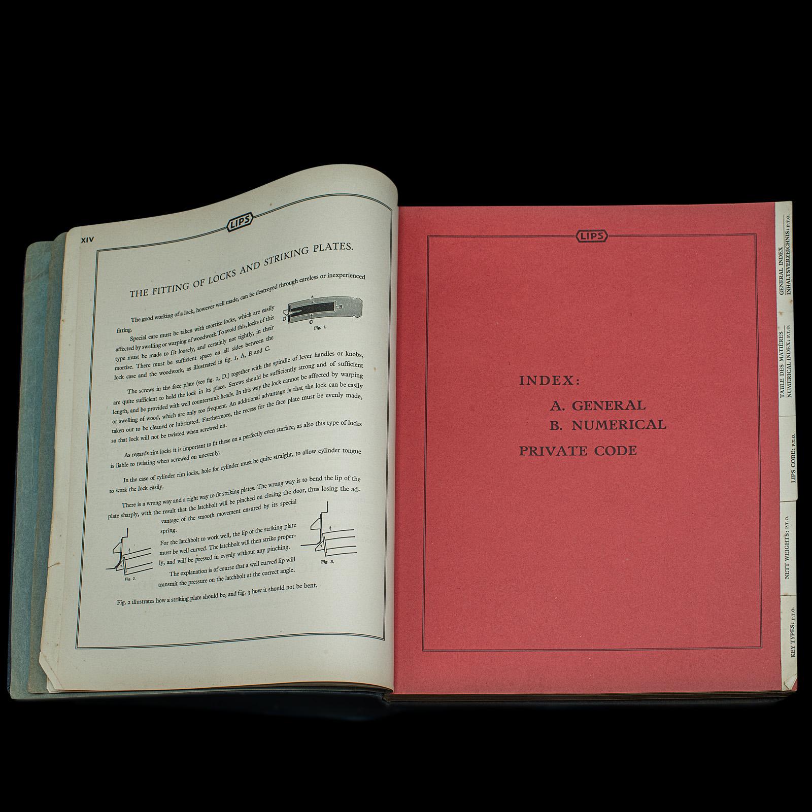 20ième siècle Catalogue professionnel Lips Locks anglais, Folio, Nicholls and Clarke, C.1935 en vente