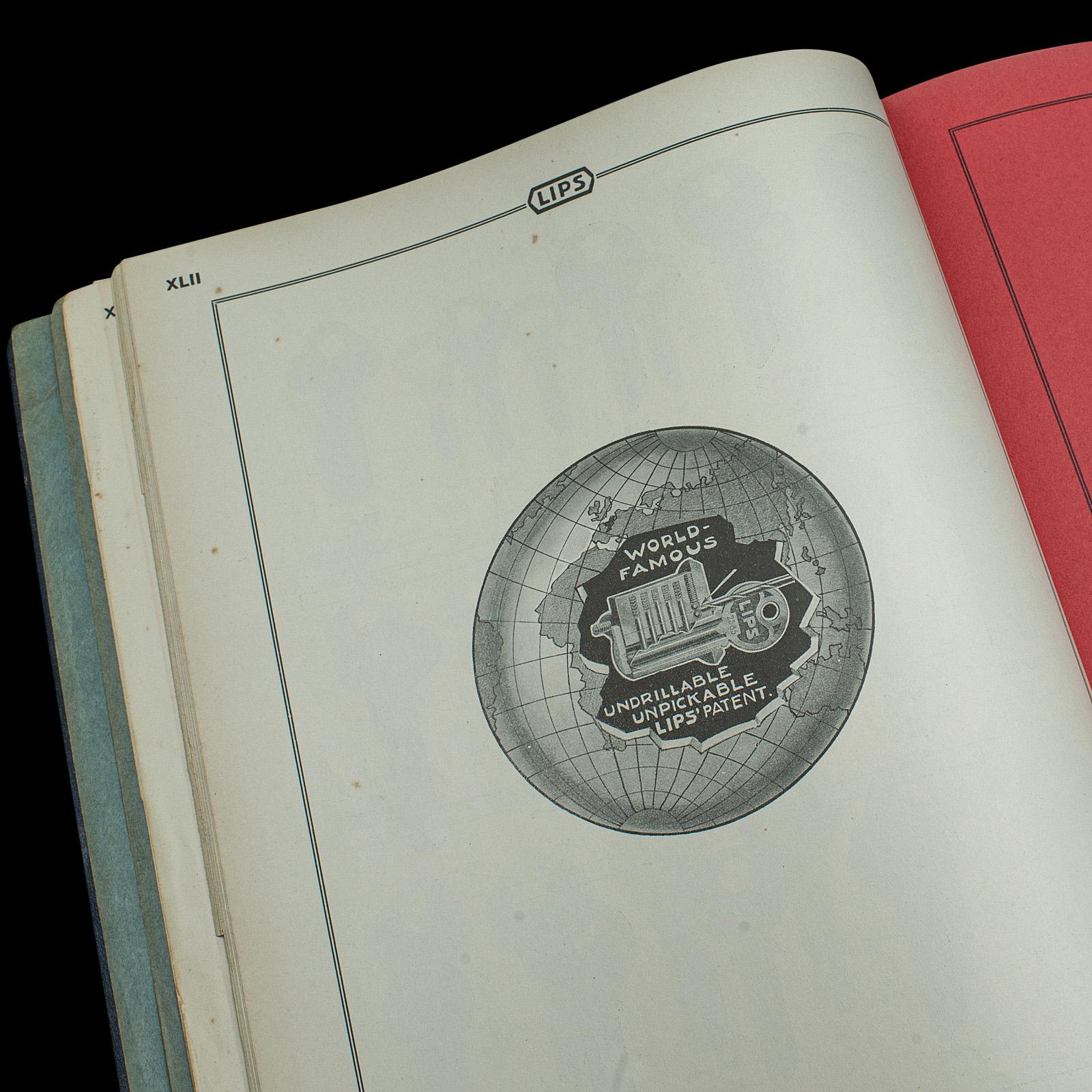 Papier Catalogue professionnel Lips Locks anglais, Folio, Nicholls and Clarke, C.1935 en vente
