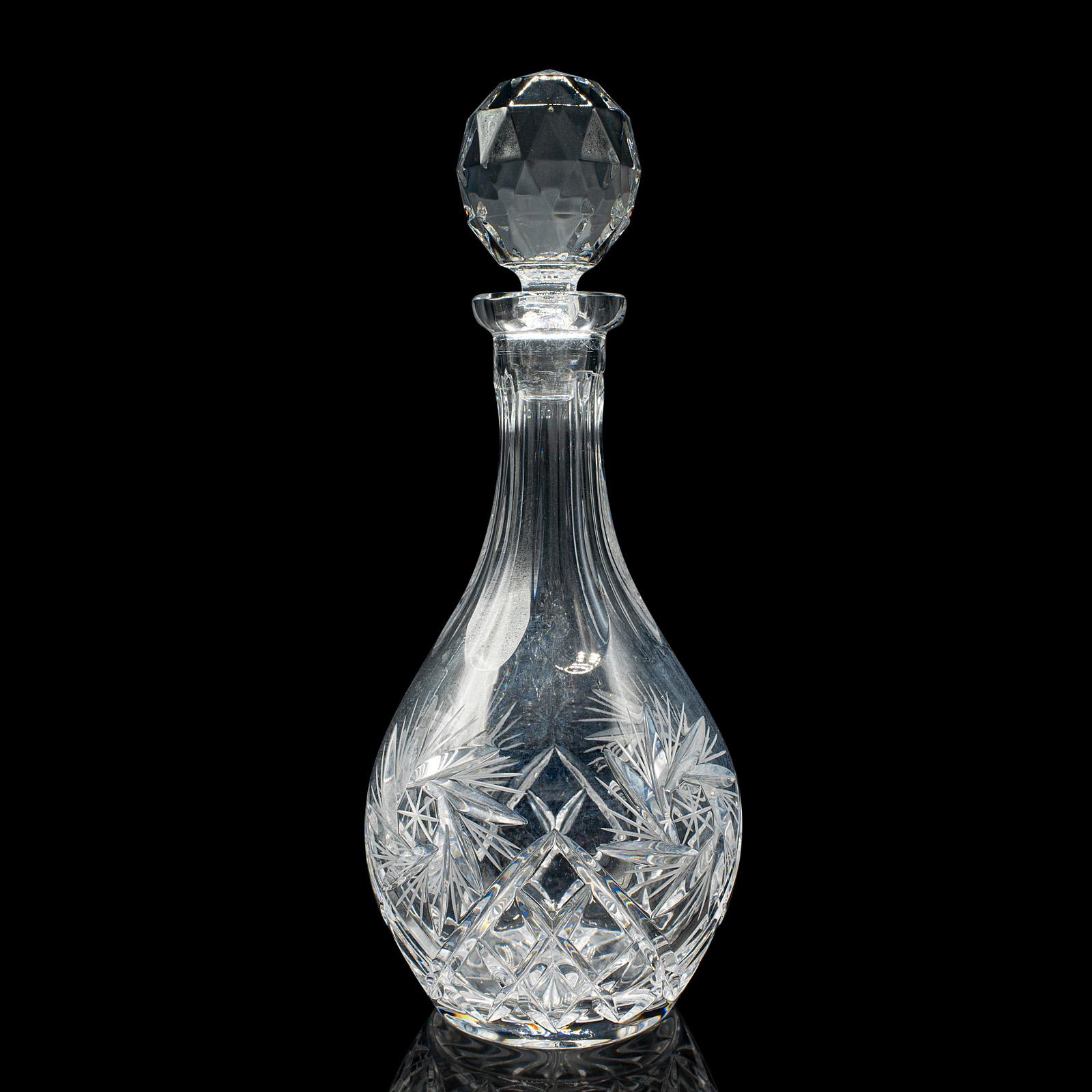 Mid-Century Modern Vintage Liqueur Decanter, English, Cut Crystal Glass, Mid 20th Century, C.1960 For Sale