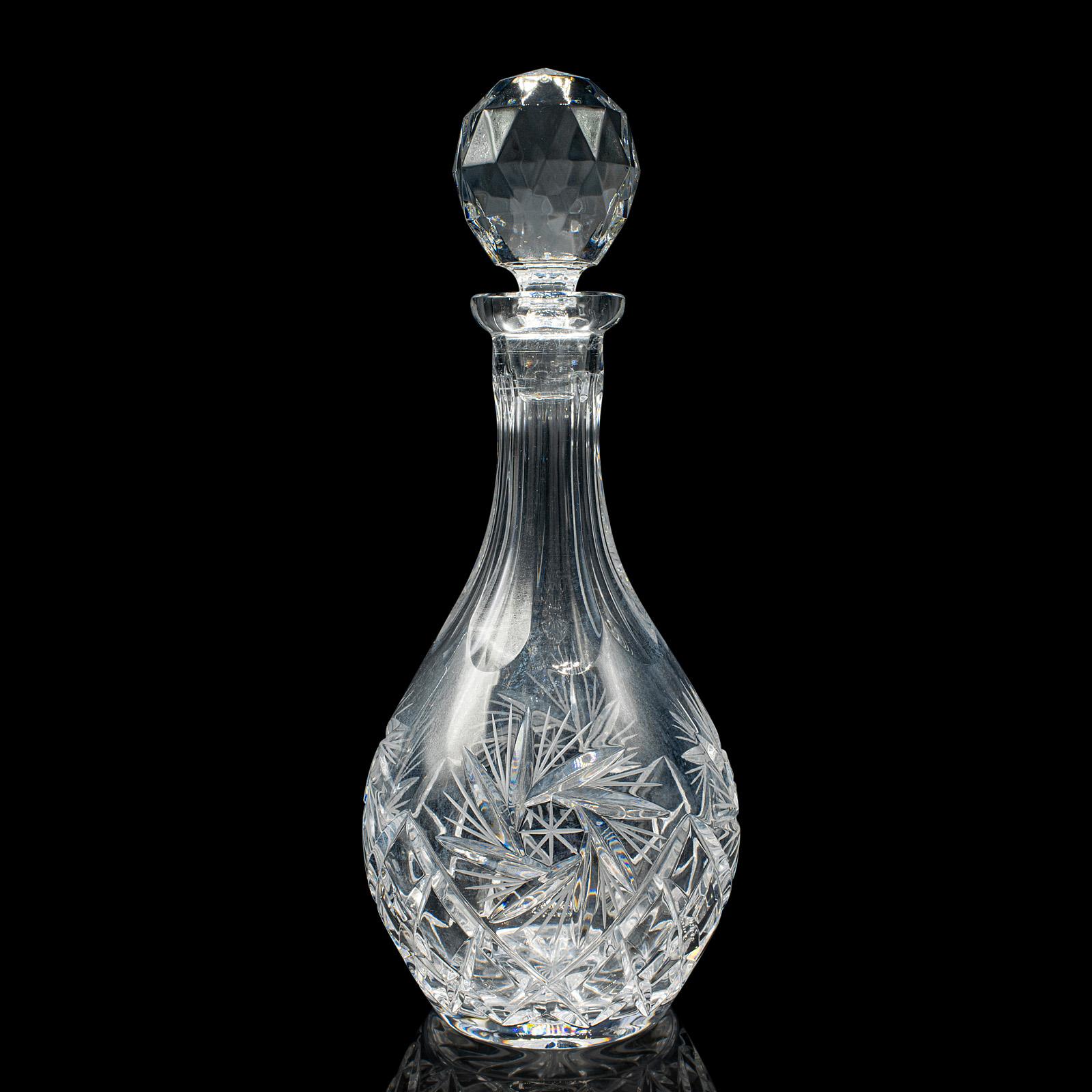 British Vintage Liqueur Decanter, English, Cut Crystal Glass, Mid 20th Century, C.1960 For Sale