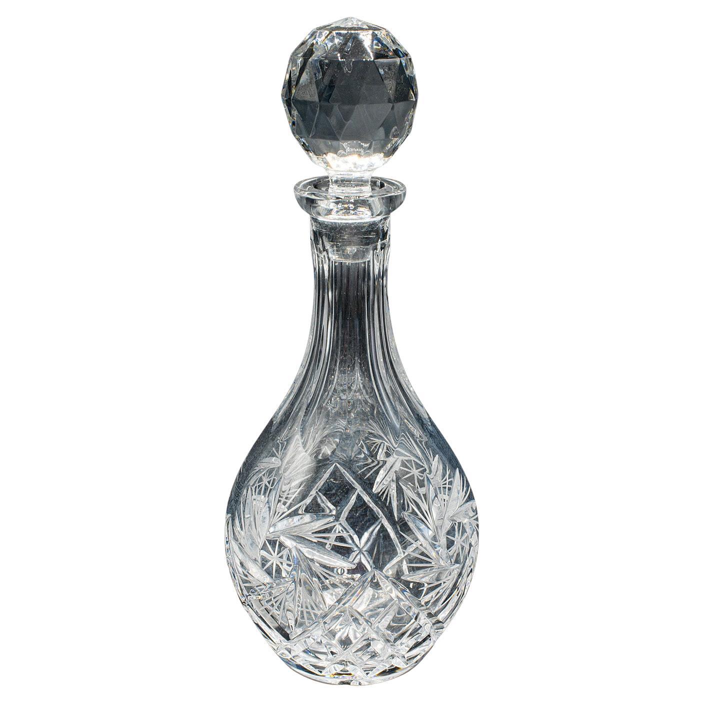 Vintage Liqueur Decanter, English, Cut Crystal Glass, Mid 20th Century, C.1960 For Sale