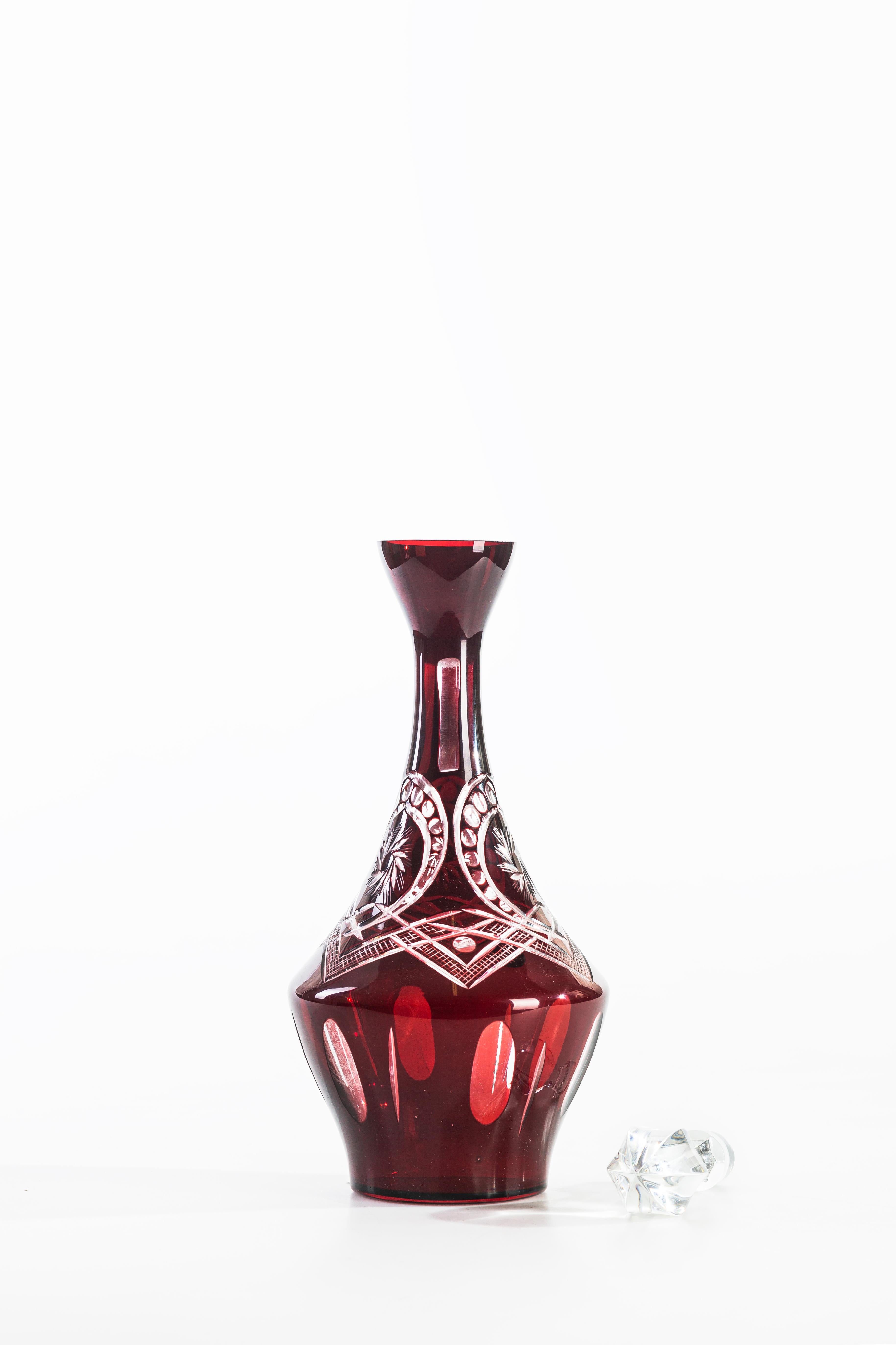 Czech Vintage Liqueur Set, Bohemian Glass, Early 20th Century For Sale