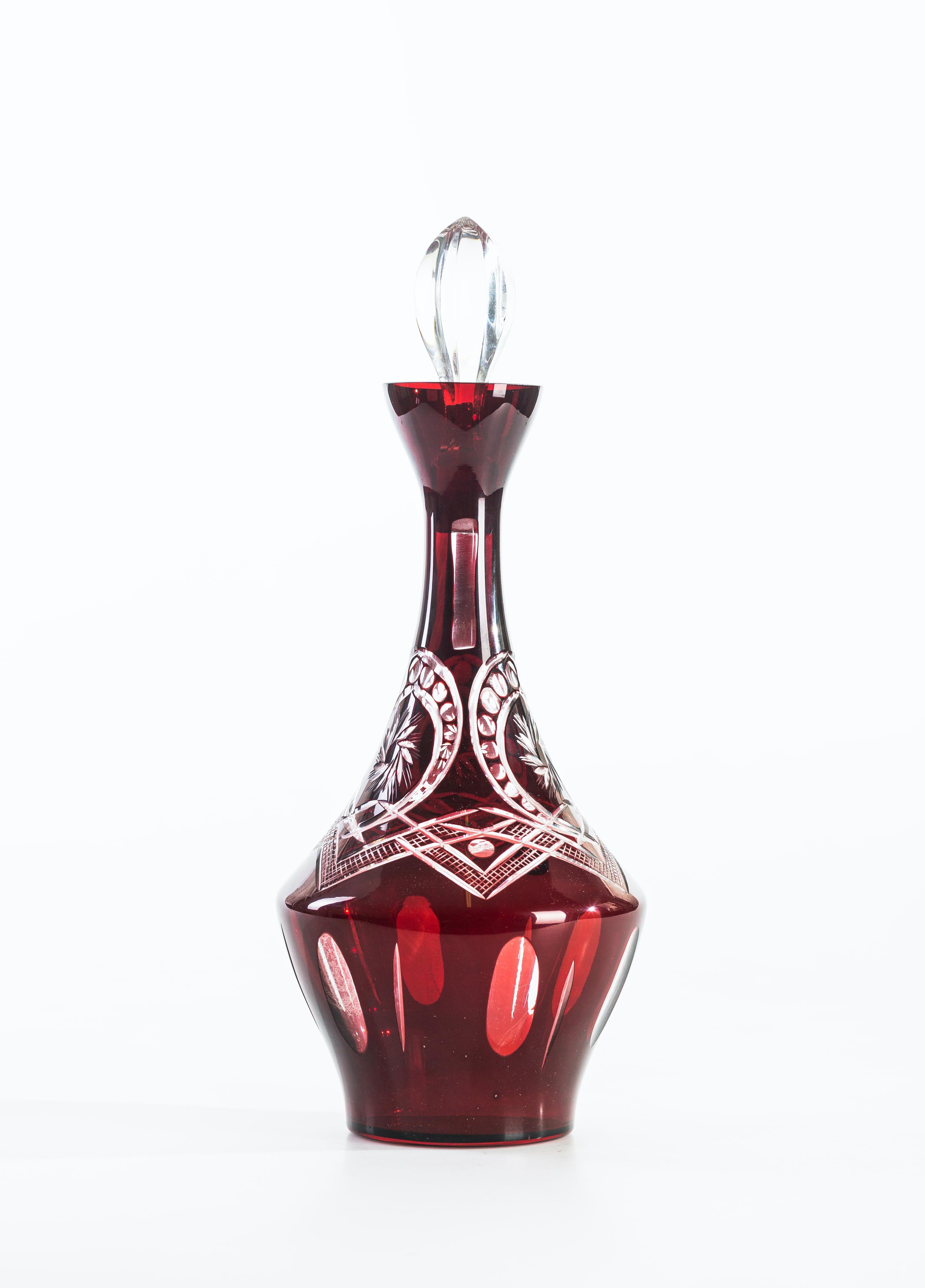 Vintage Liqueur Set, Bohemian Glass, Early 20th Century In Good Condition For Sale In Roma, IT