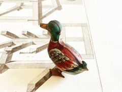 Vintage Litho Wind-up Tin Toy Duck 1940er bis 1950er Jahre, Westdeutschland, US Zone