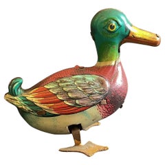 Vintage Litho Wind-up Tin Duck 1940's to 1950's, West Germany, US Zone