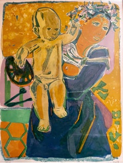 Vintage Lithograph by Artist Roger Bezombes, pencil signed, circa 1950's