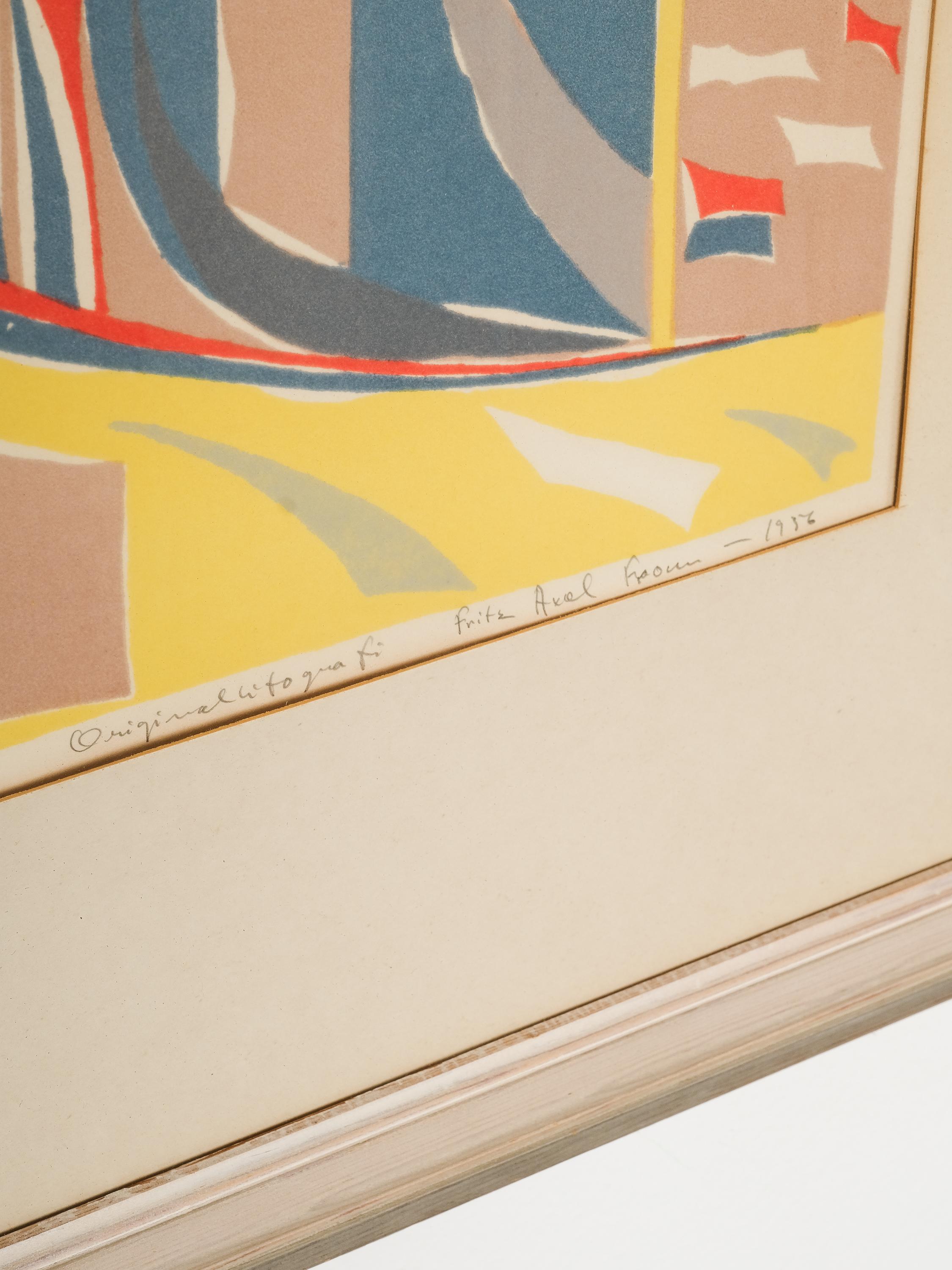 Suédois Lithographie vintage de Fritz Axel From, Suède, 1956 en vente