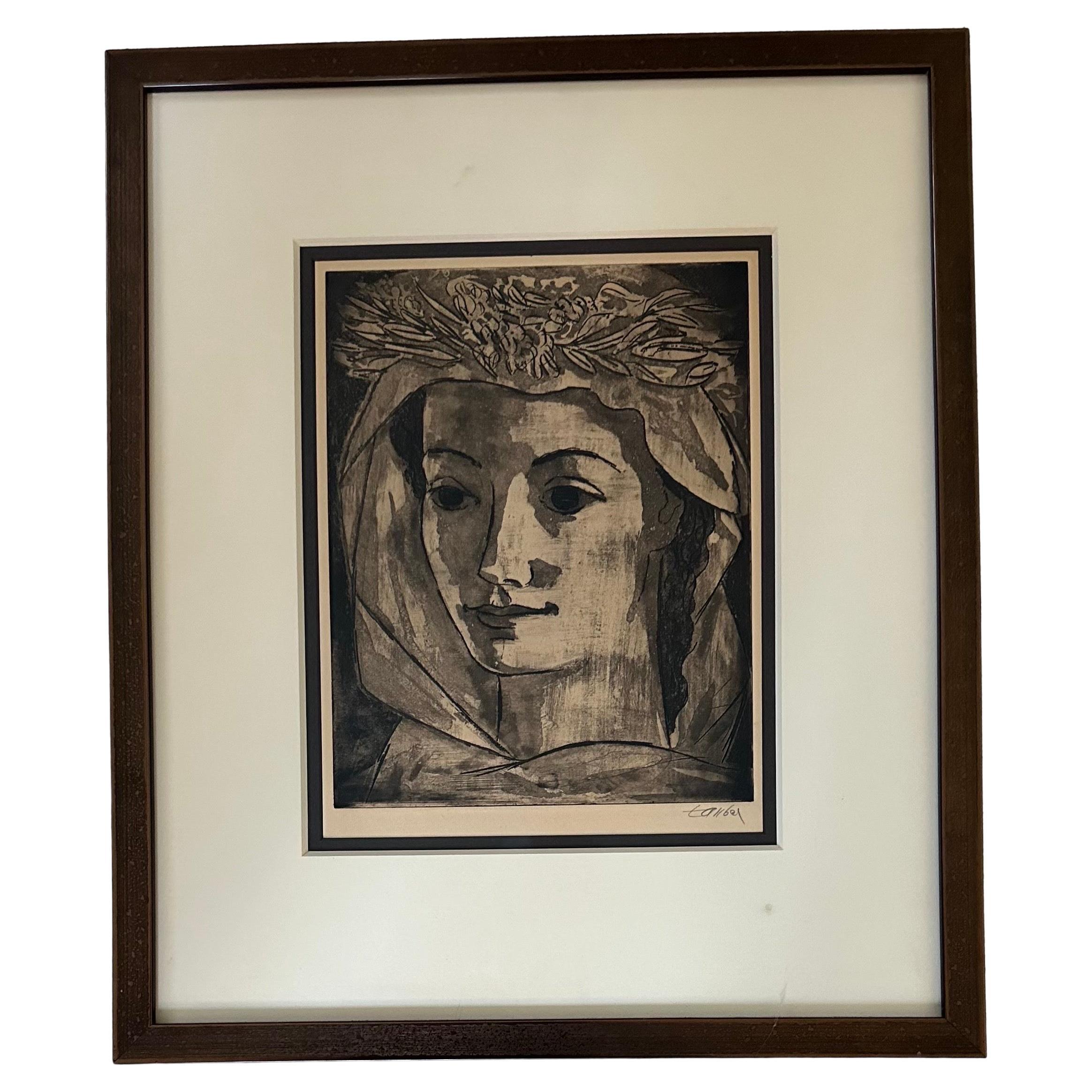 Vintage Lithograph Entitled "Flora" by Frederic K. Taubes