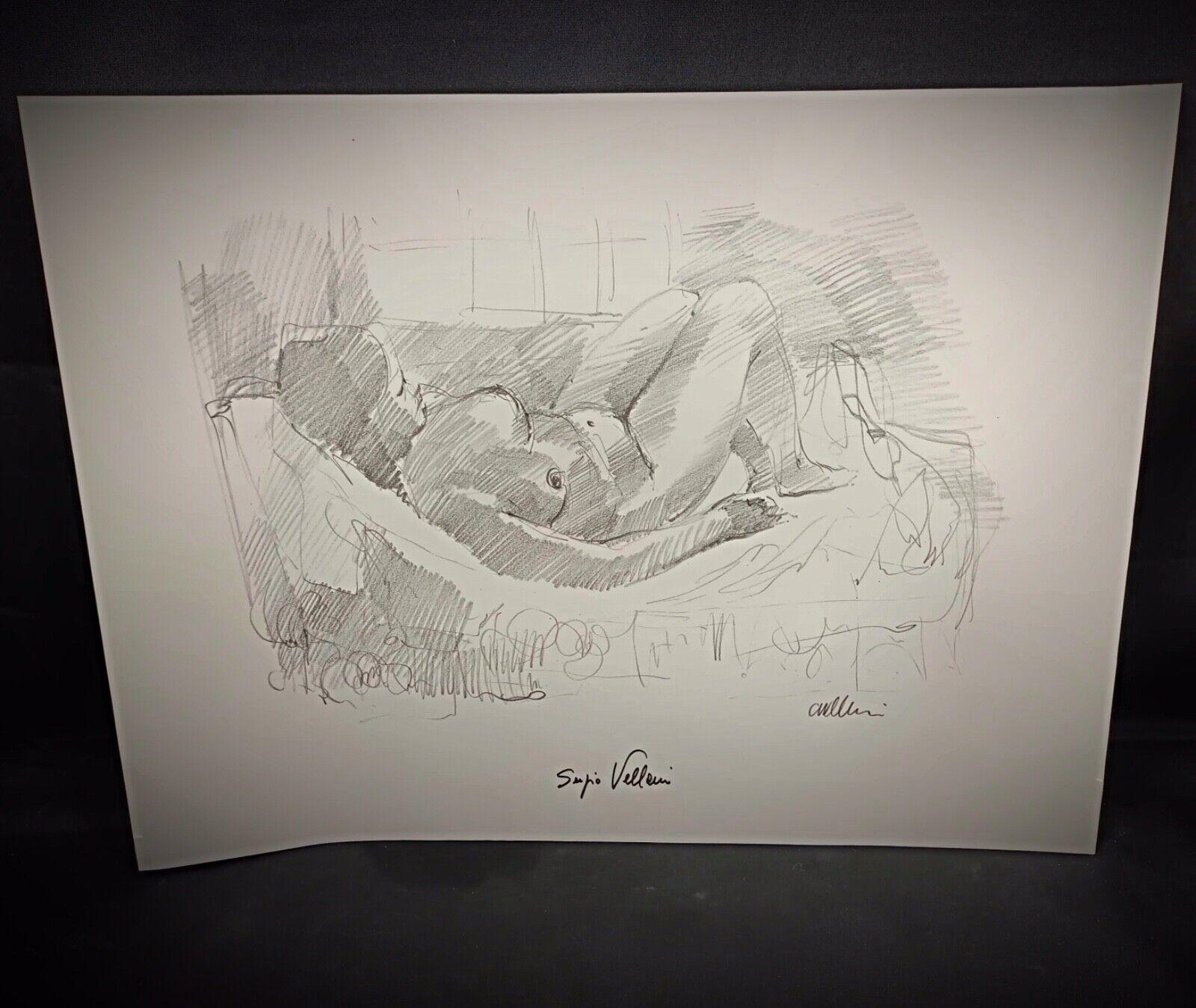 Lithographie vintage d'un nu couché par 