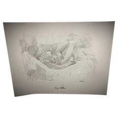 Lithographie vintage d'un nu couché par "Sujio Velleuni" - 2Y168