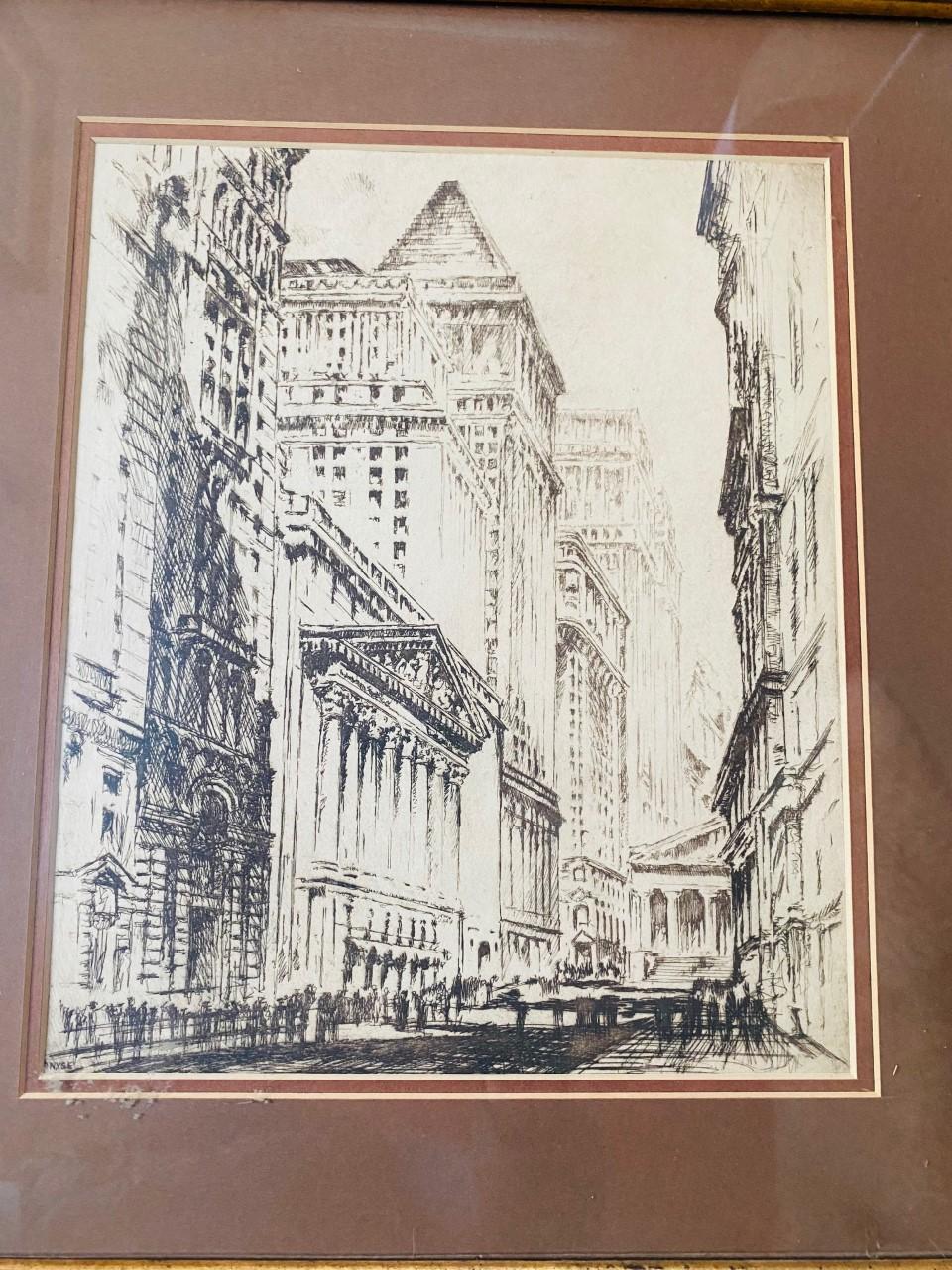 Vintage-Lithographie der New Yorker Börse  (20. Jahrhundert) im Angebot