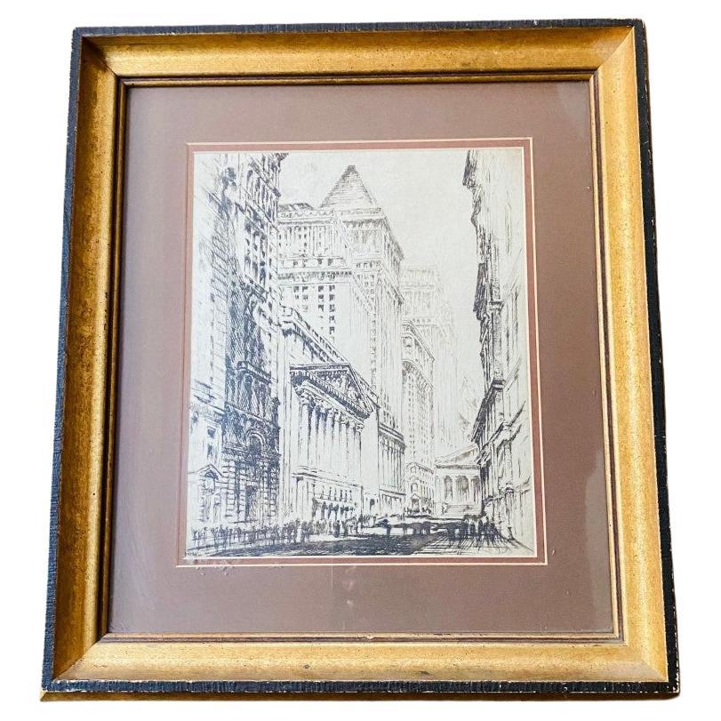 Lithographie vintage de la bourse de New York 