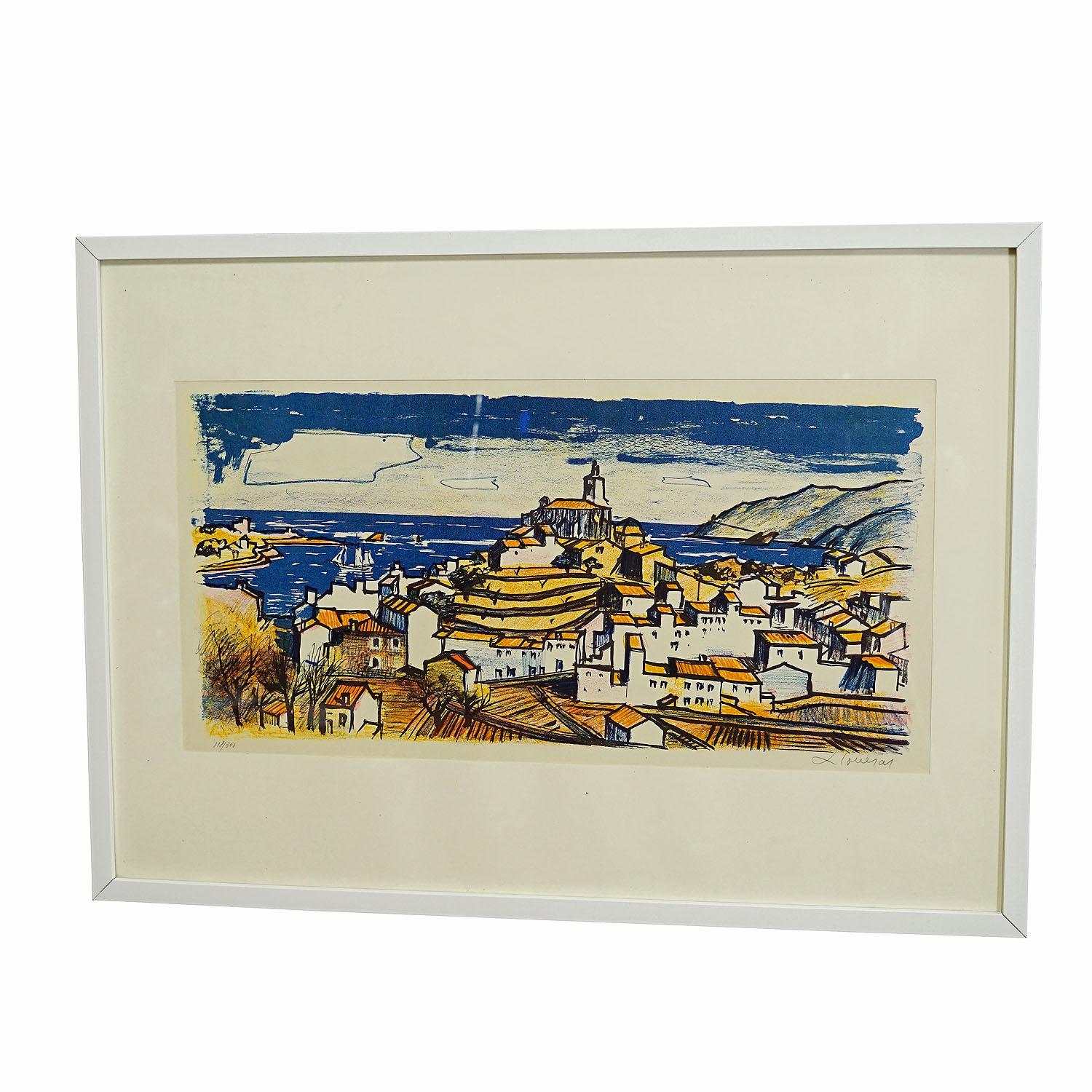 Impresión litográfica vintage de Frederic Lloveras, Cadaqués - Costa Brava, ca. 1980
Artículo e6677
Un colorido grabado litográfico que representa Cadaqués - Costa Brava, España. Realizado por el artista español Frederic Lloveras (1912 - 1983) hacia