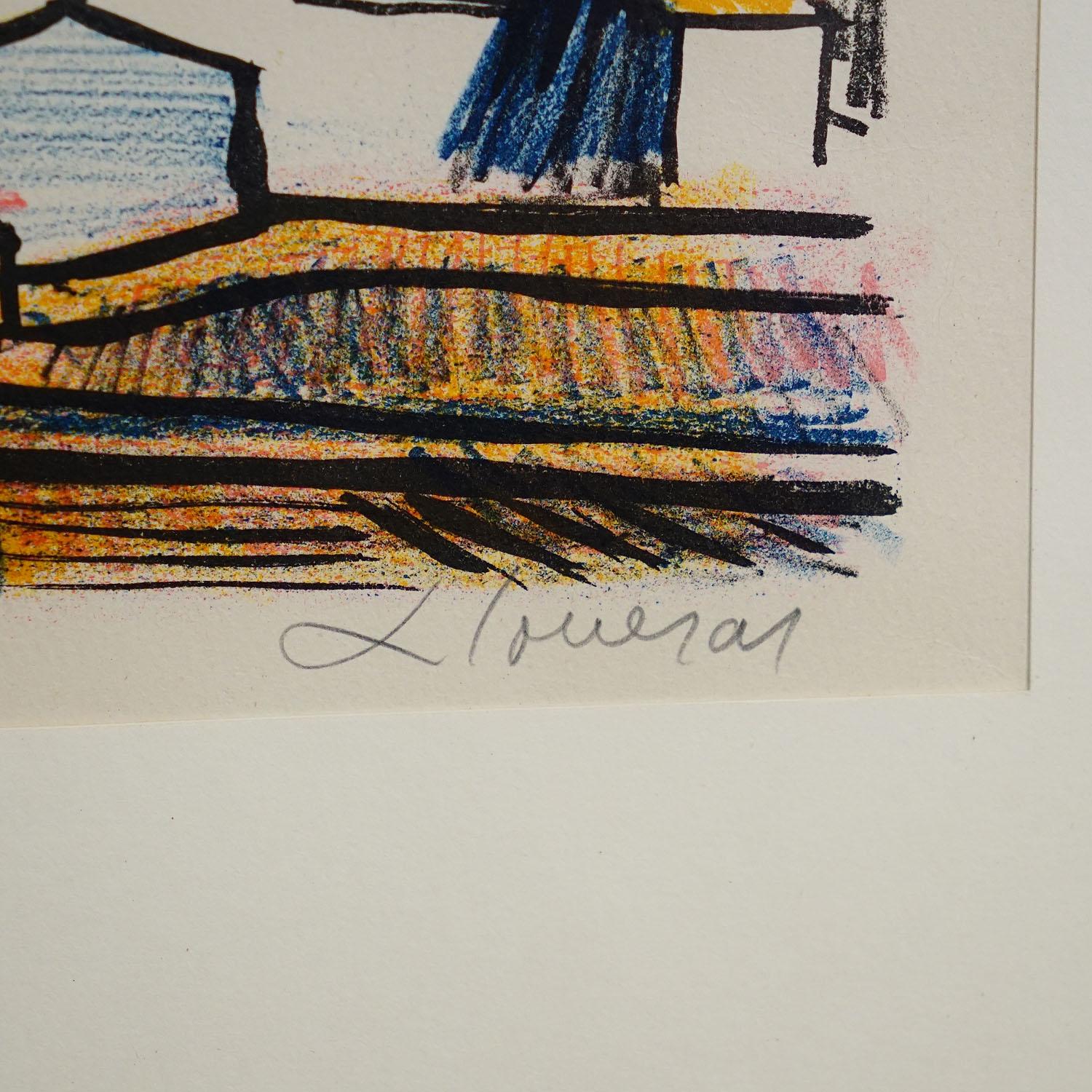 Impresión litográfica vintage de Frederic Lloveras, Cadaqués - Costa Brava, ca. 1980 Vidrio en venta