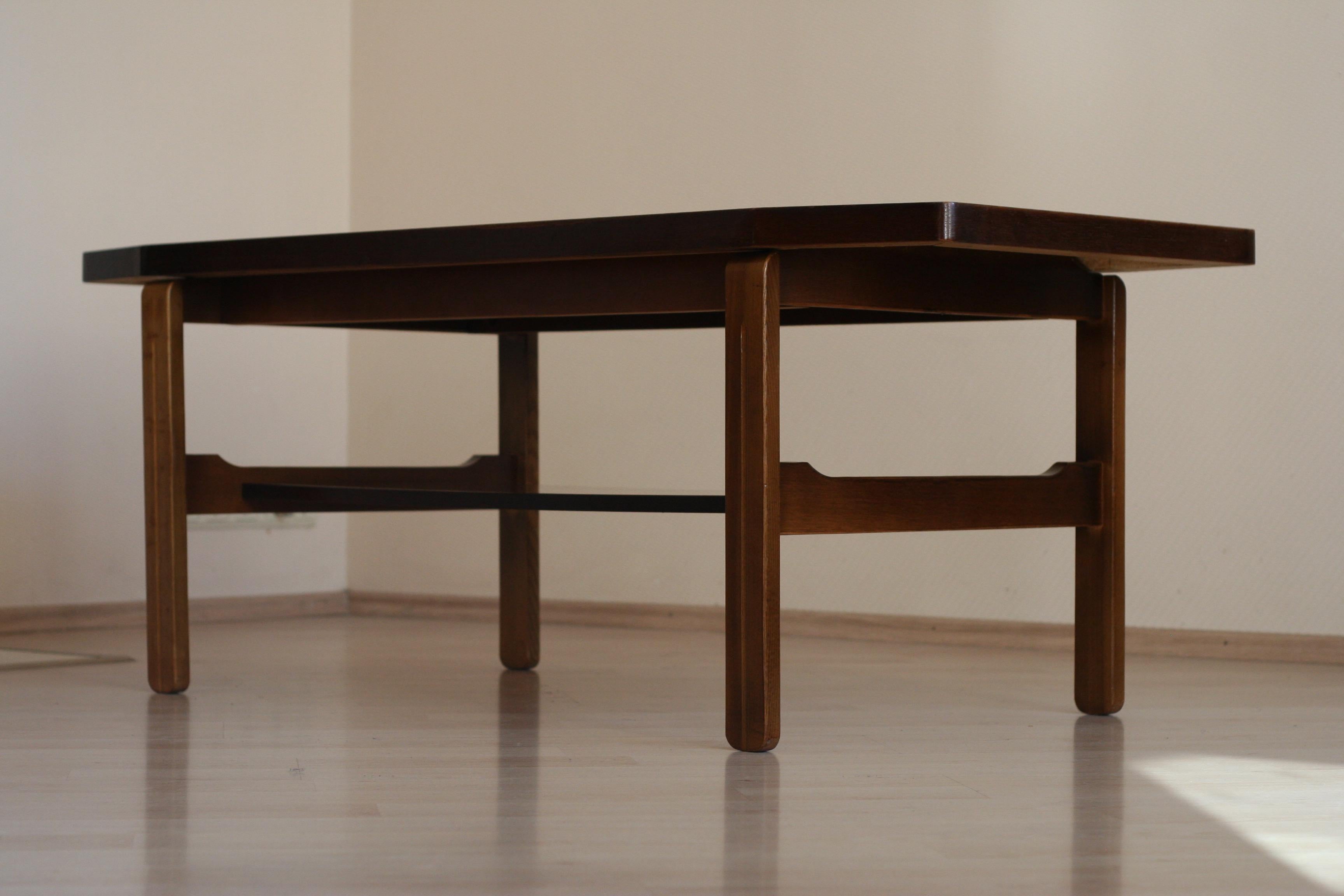 Veneer Vintage Lithuanian Hexagon Form Wooden Coffee Table, 1970s For Sale