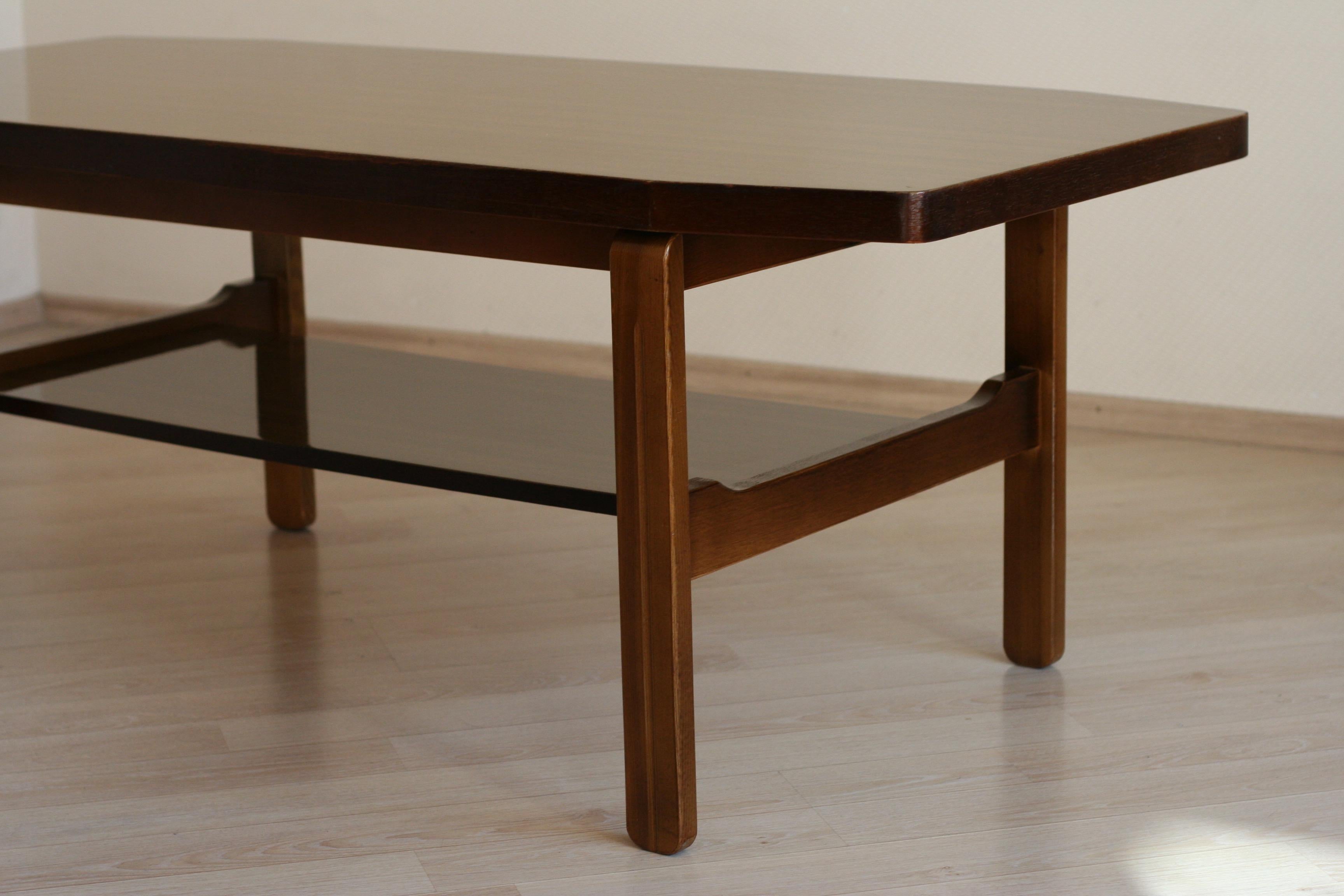 Late 20th Century Vintage Lithuanian Hexagon Form Wooden Coffee Table, 1970s For Sale