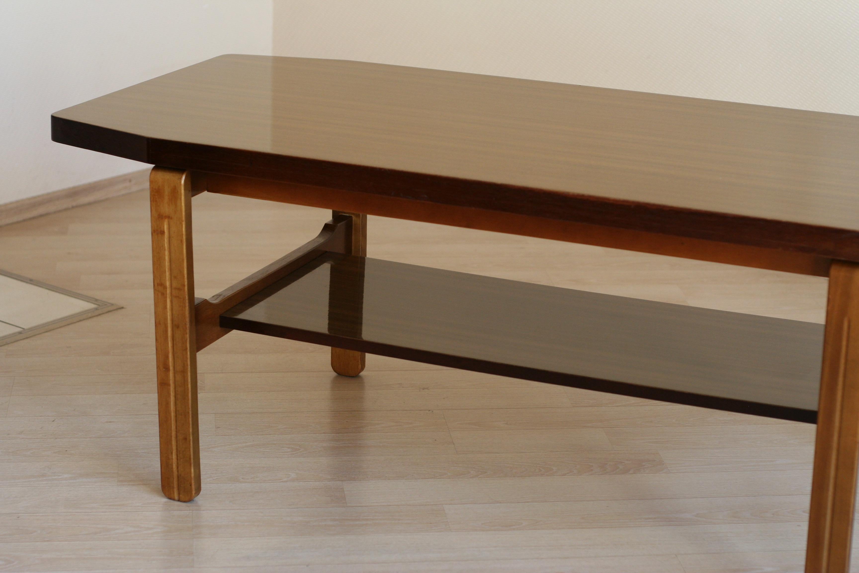 Hardwood Vintage Lithuanian Hexagon Form Wooden Coffee Table, 1970s For Sale