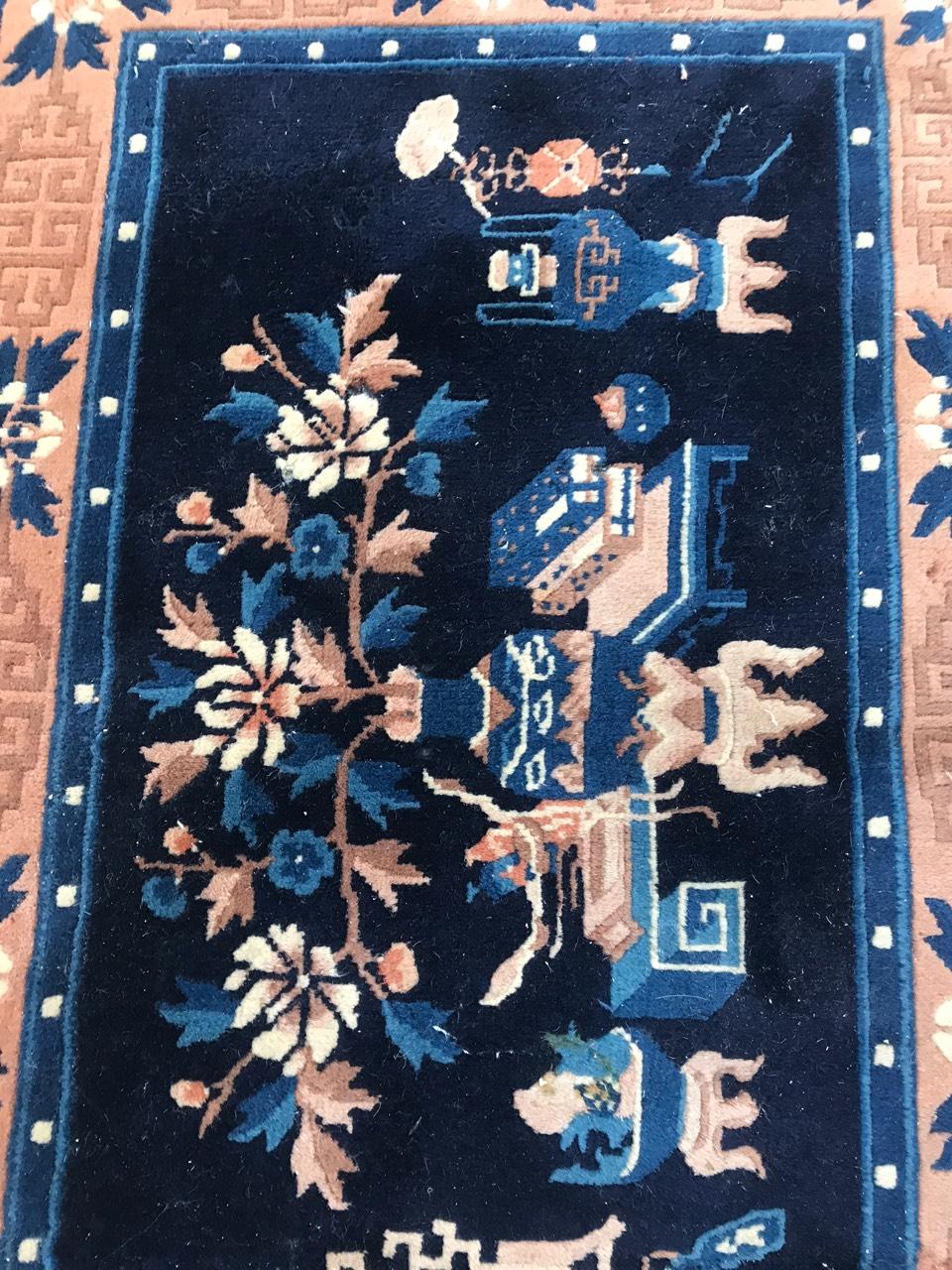 Bobyrug’s pretty Vintage Little Chinese Rug For Sale 1