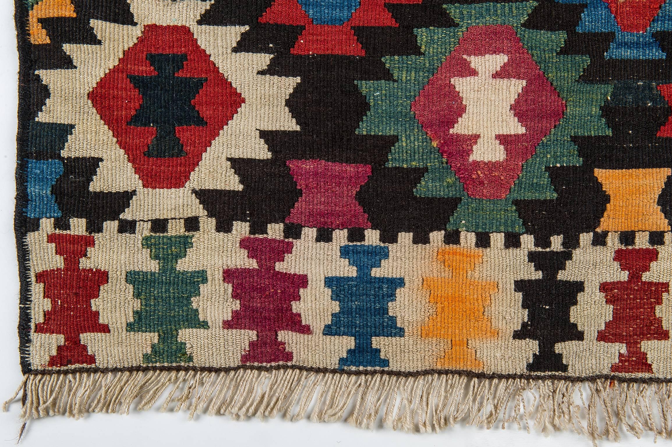 Hand-Knotted  Rare Little Pair Kilims Azeri or Shahsavan for Stools or Special Pillows For Sale
