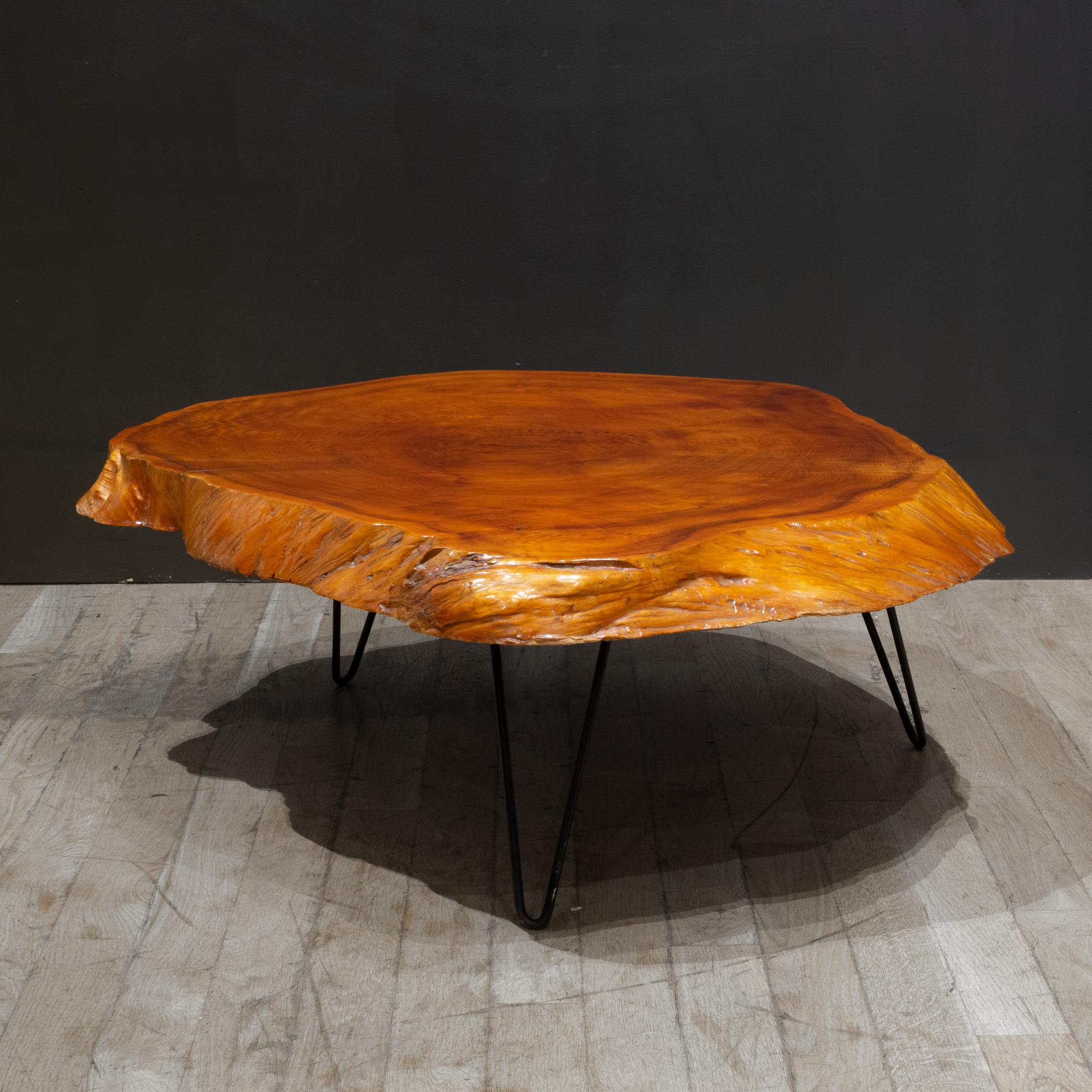 Vintage Live Edge Burl Wood Coffee Table c.1950 In Good Condition For Sale In San Francisco, CA