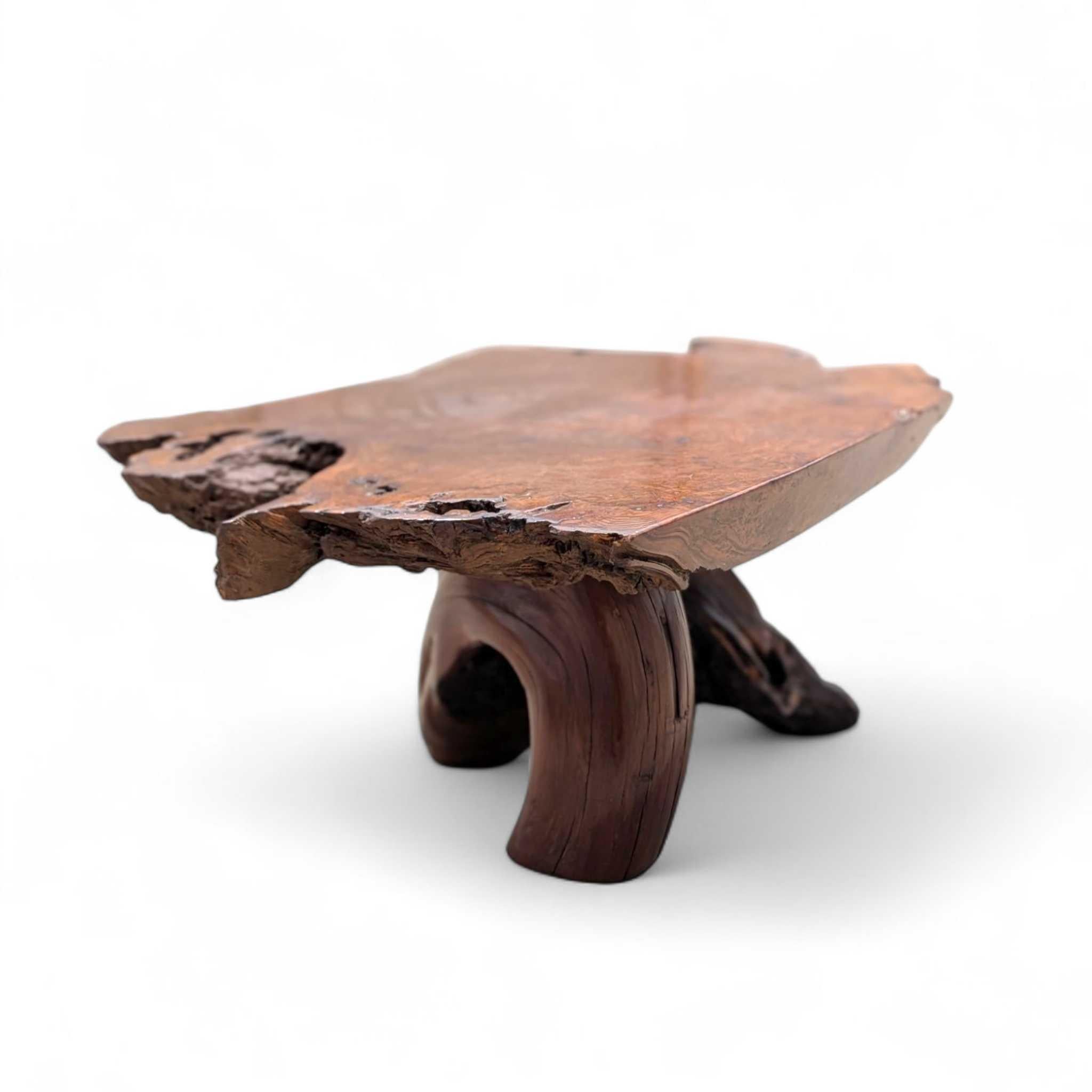 Mesa de centro vintage de madera de burl con base escultural de raíz, c. 1970 en venta 12