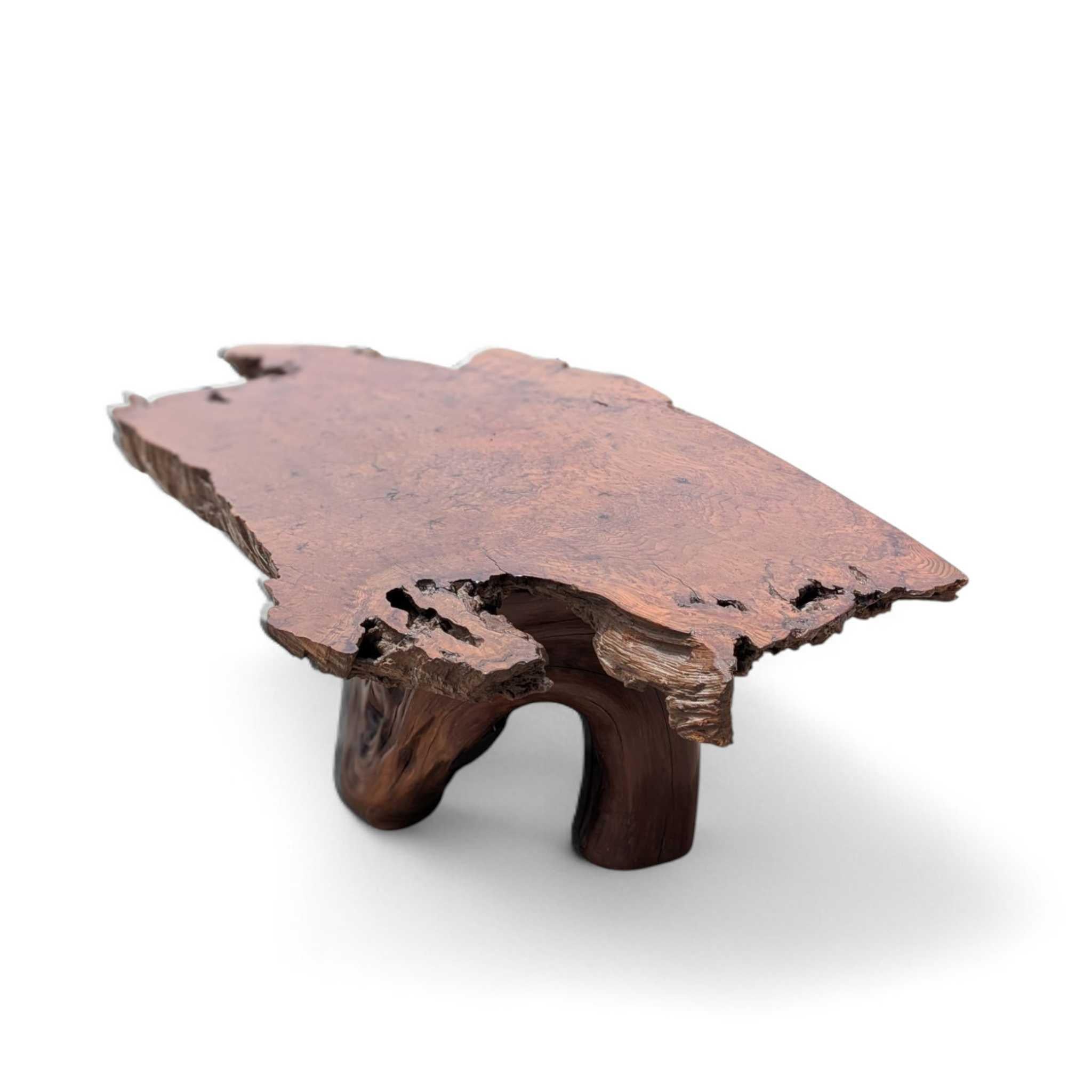 Mesa de centro vintage de madera de burl con base escultural de raíz, c. 1970 en venta 13