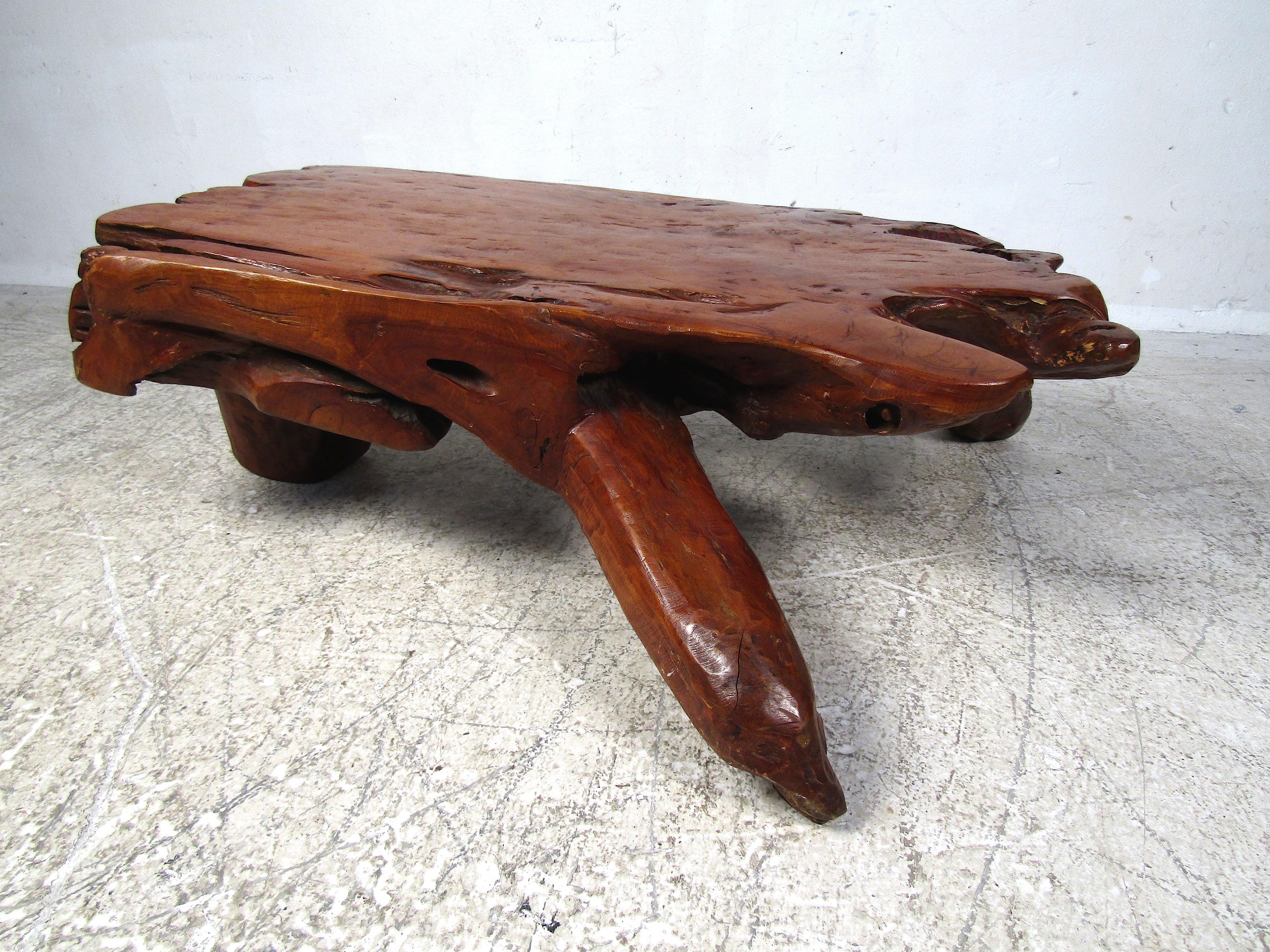 Wood Vintage Live-Edge Coffee Table For Sale